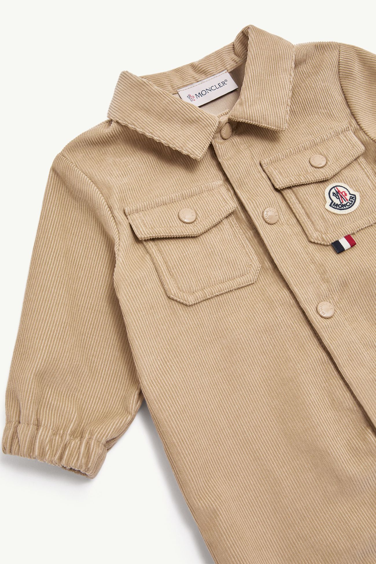 燈芯絨長袖嬰兒連身衣 男童 米色 Moncler 1
