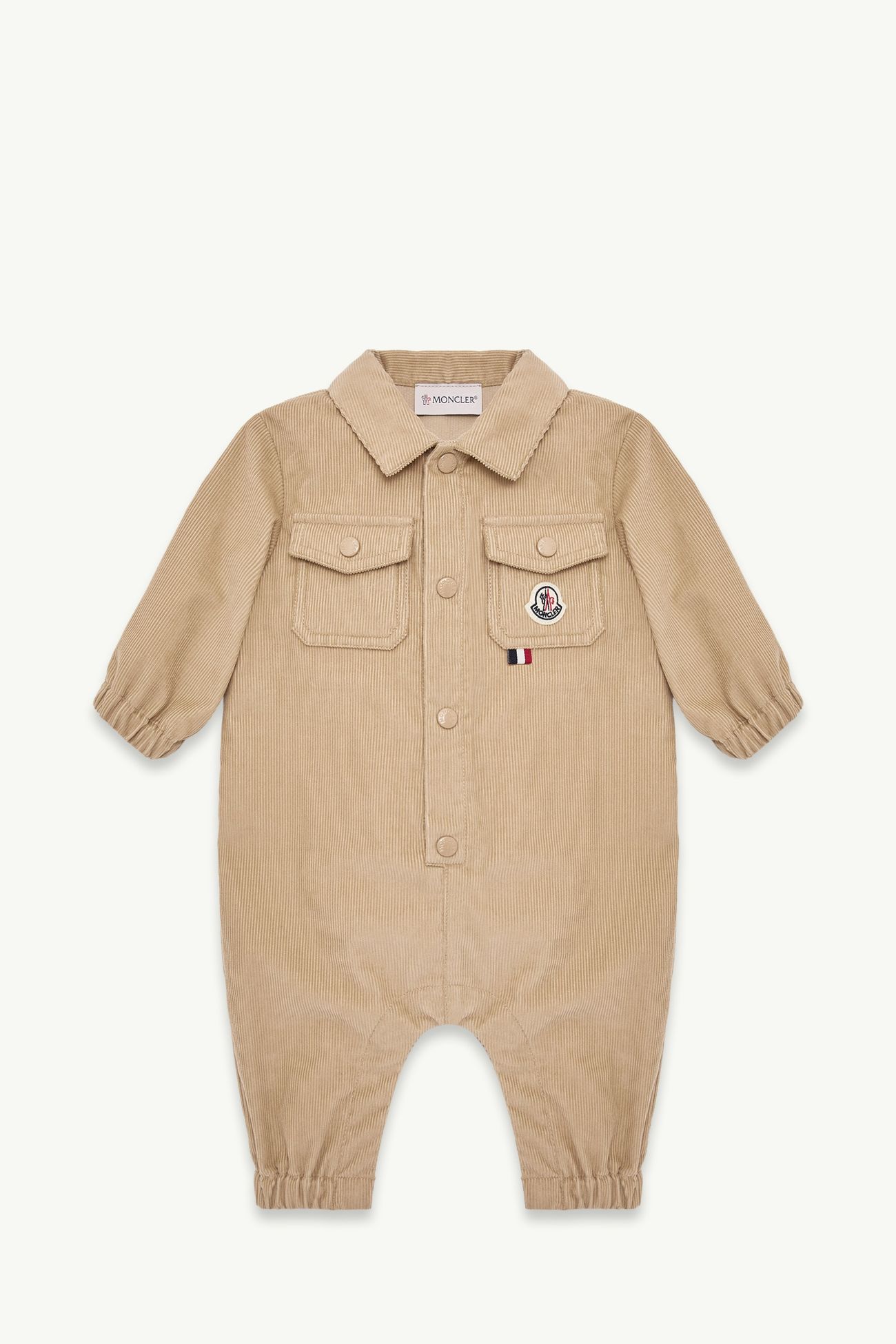 Tutina a Maniche Lunghe in Velluto a Coste Bambino Beige Moncler 0