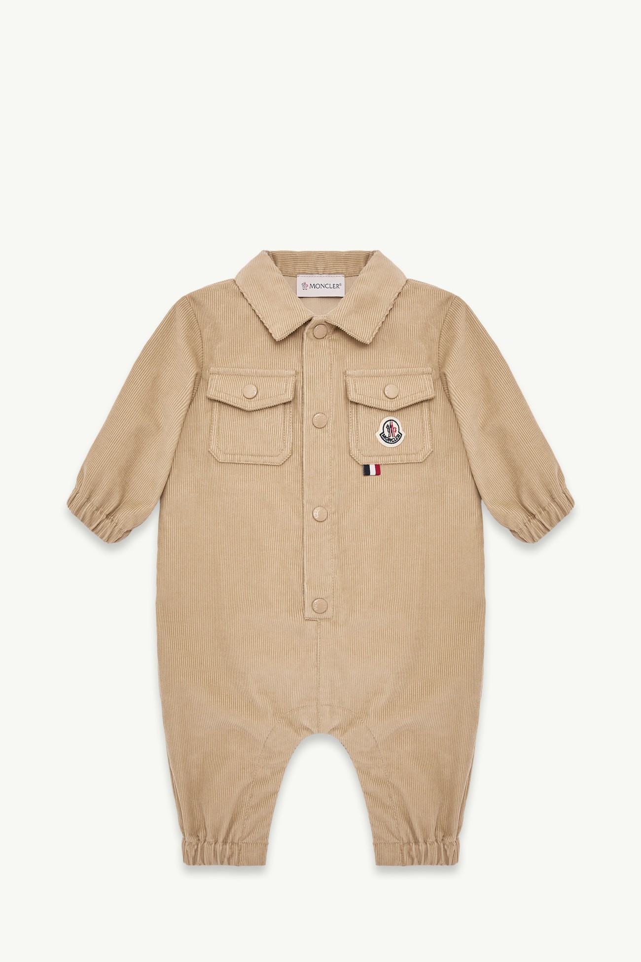 燈芯絨長袖嬰兒連身衣 男童 米色 Moncler 0