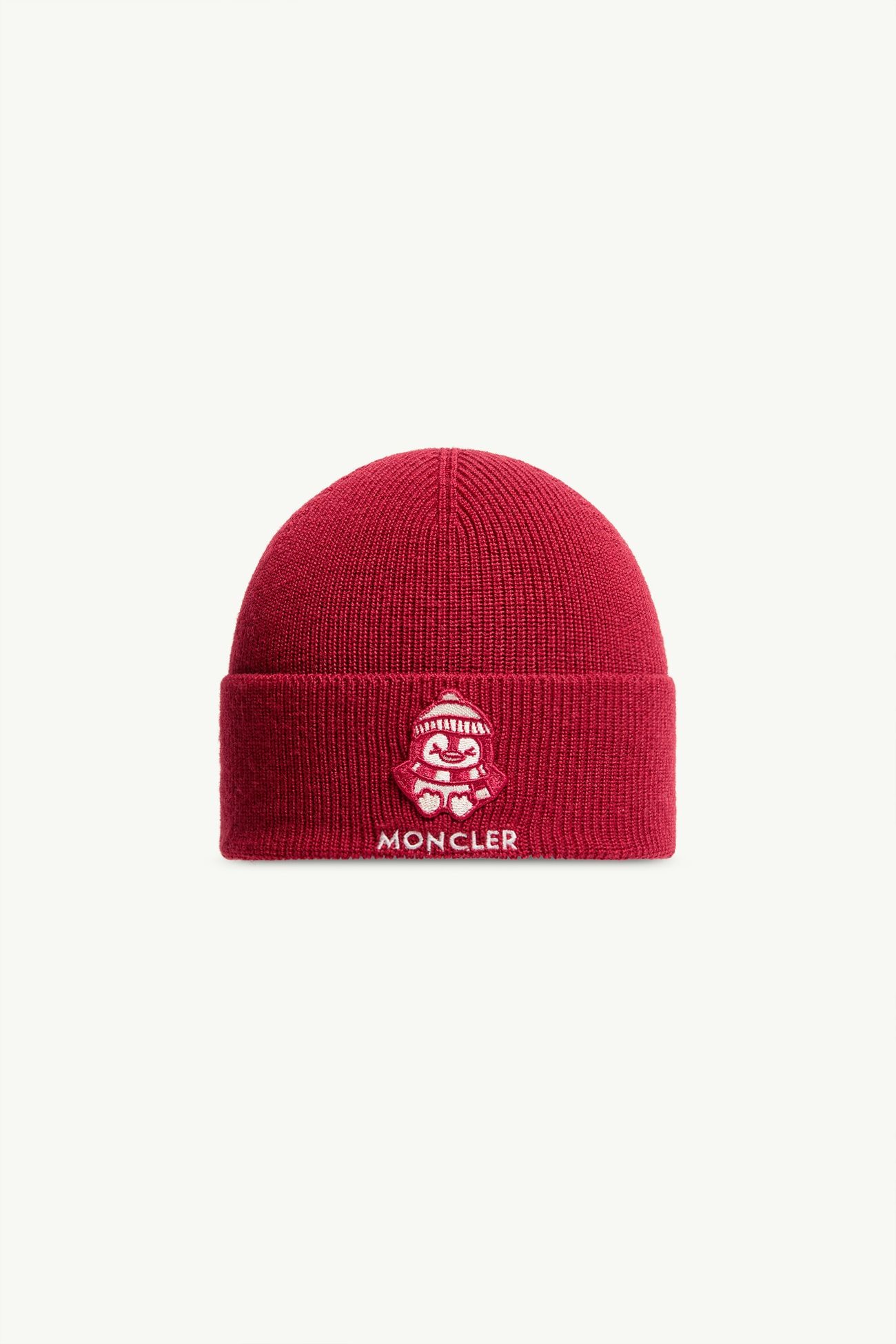 Mütze aus Wolle mit Logo Jungen Rot Moncler 0