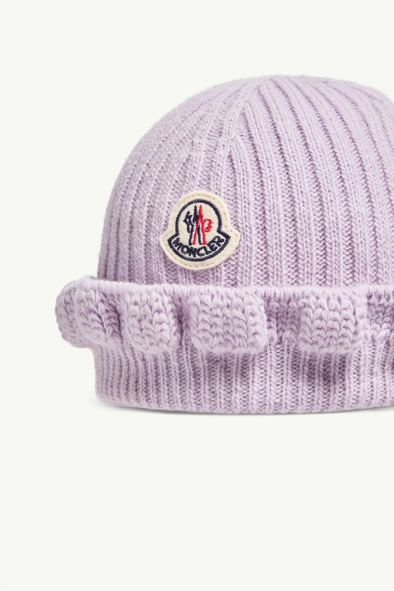 Berretto in lana e cashmere con orlo con ruches Bambina Lilla Moncler 1