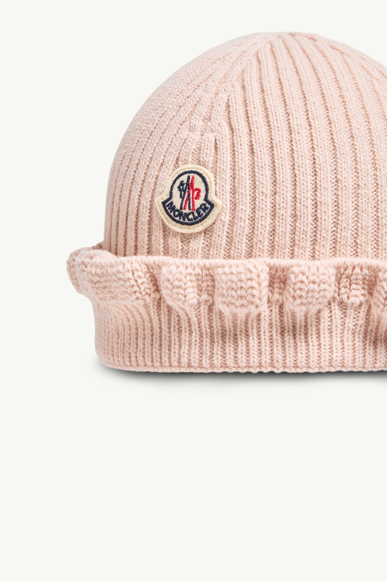 Mütze aus Wolle und Kaschmir mit Rüschenbesatz Mädchen Puder-Pink Moncler 1