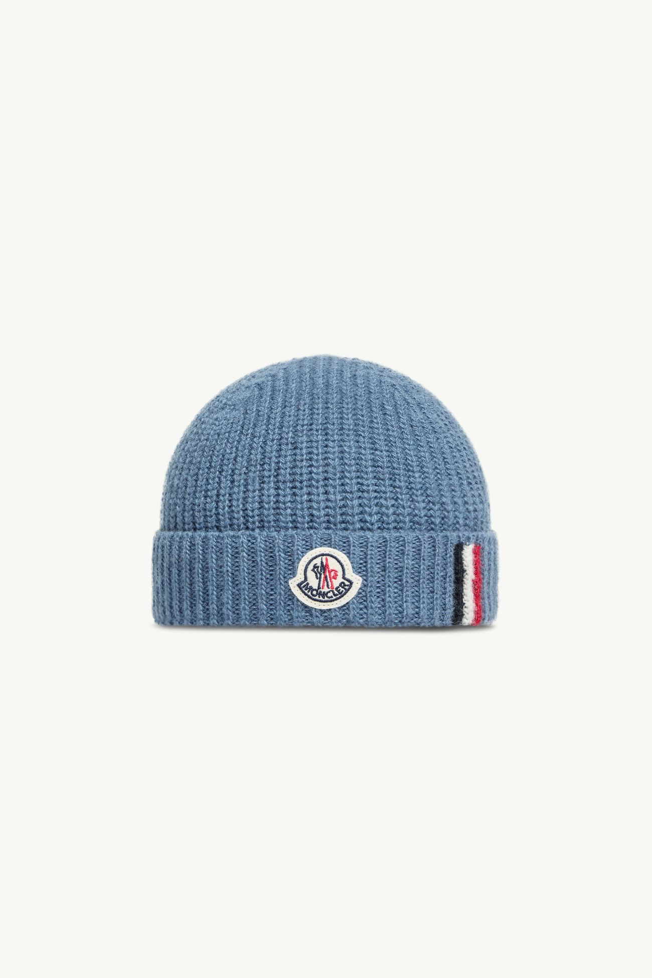 三色飾邊羊毛冷帽 男童 鈷藍色 Moncler 0