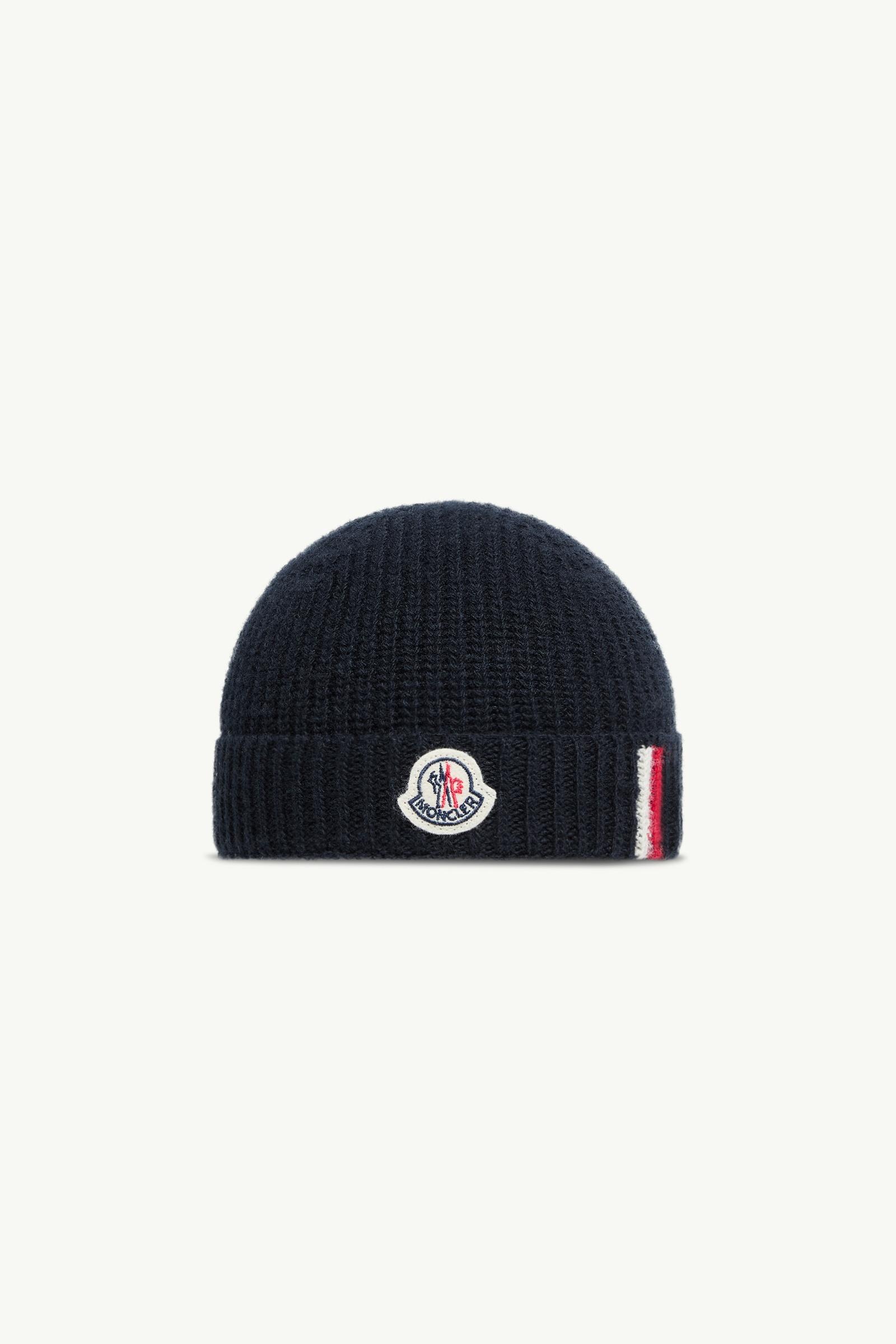 Tricolour-Trimmed Wool Beanie Boy Navy Blue Moncler, 1 of 0