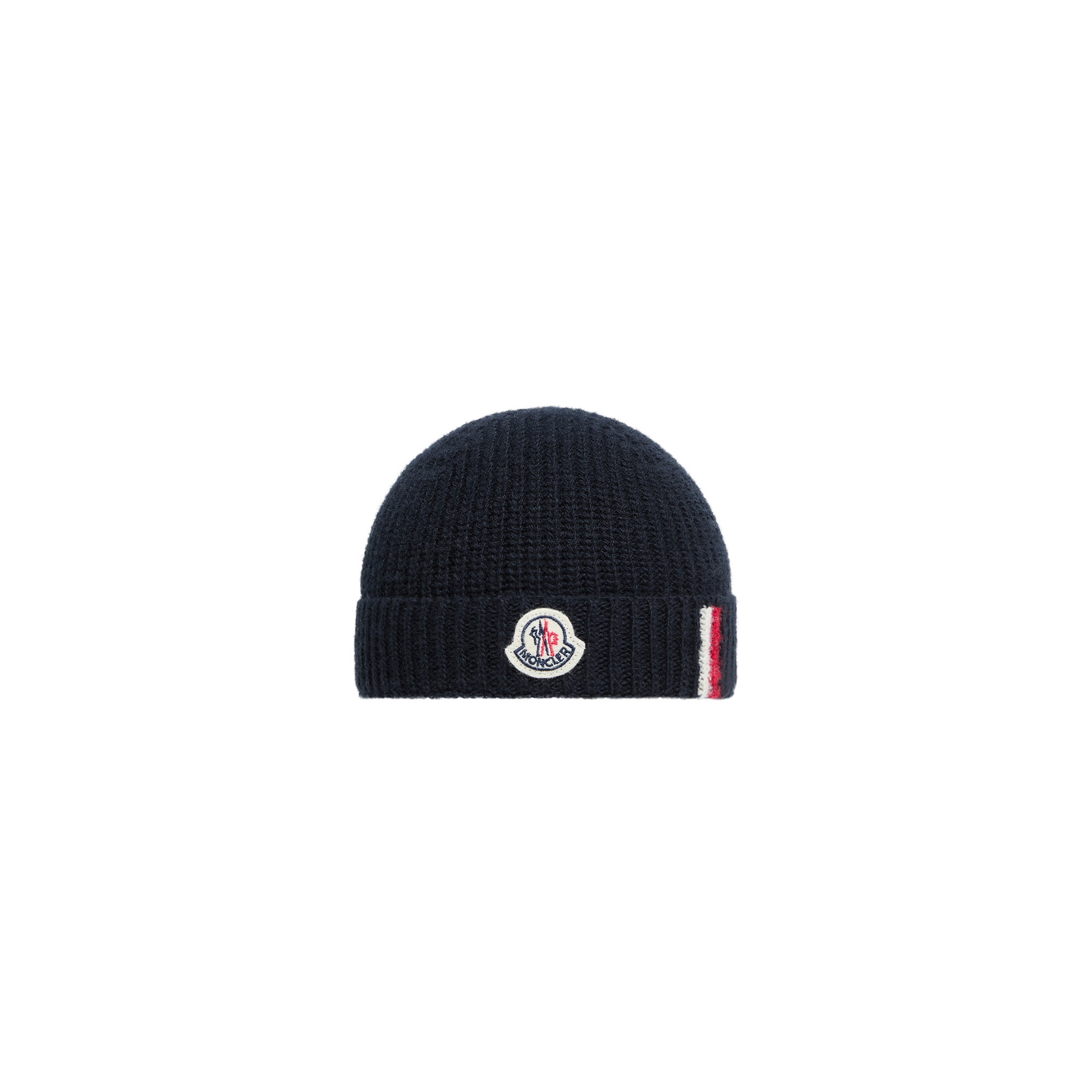 Moncler  Tricolour-Trimmed Wool Beanie for Boys in Blue, Size: Xs