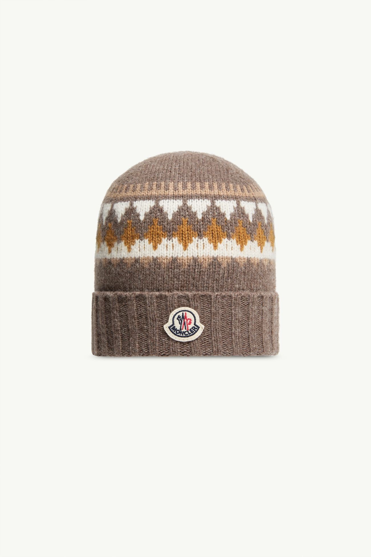 Gorro de mezcla de lana y cachemira con jacquard Niño Marrón Moncler 0