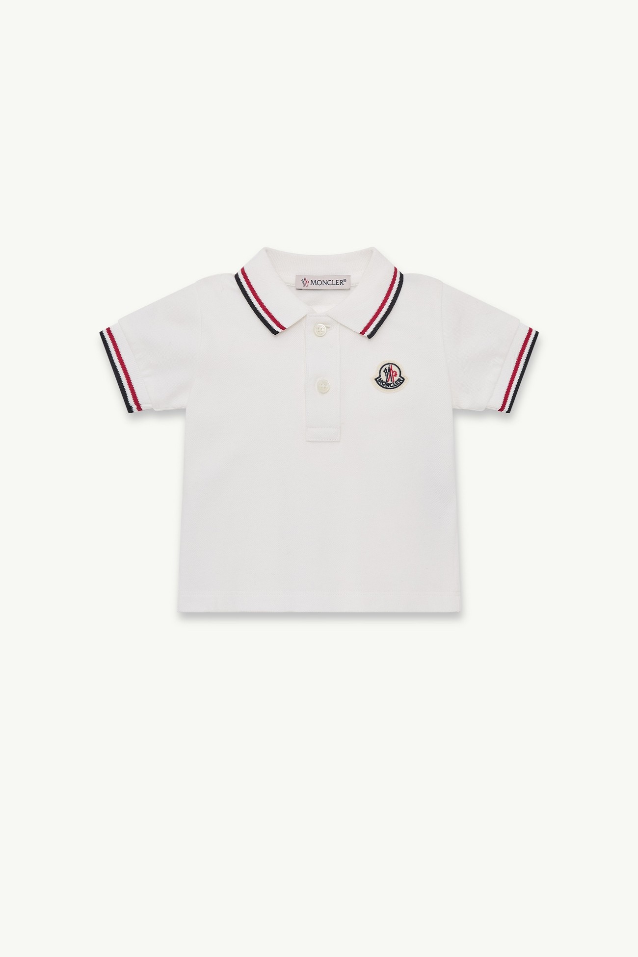 Polo de piqué de algodón con logotipo Niño Blanco Moncler 0