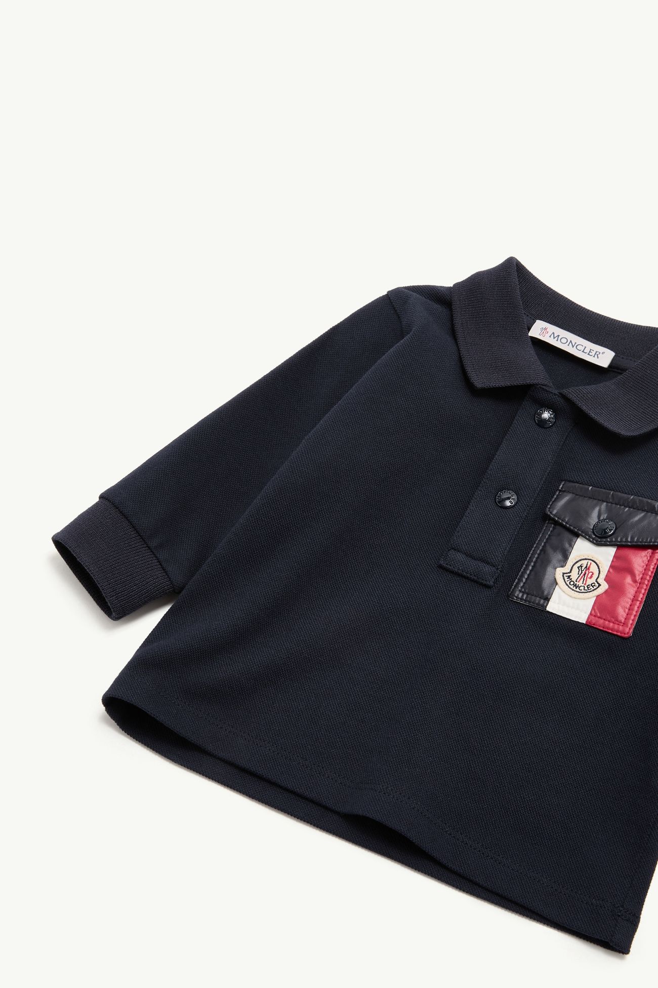 三色長袖珠地棉Polo恤 男童 深藍色 Moncler 1