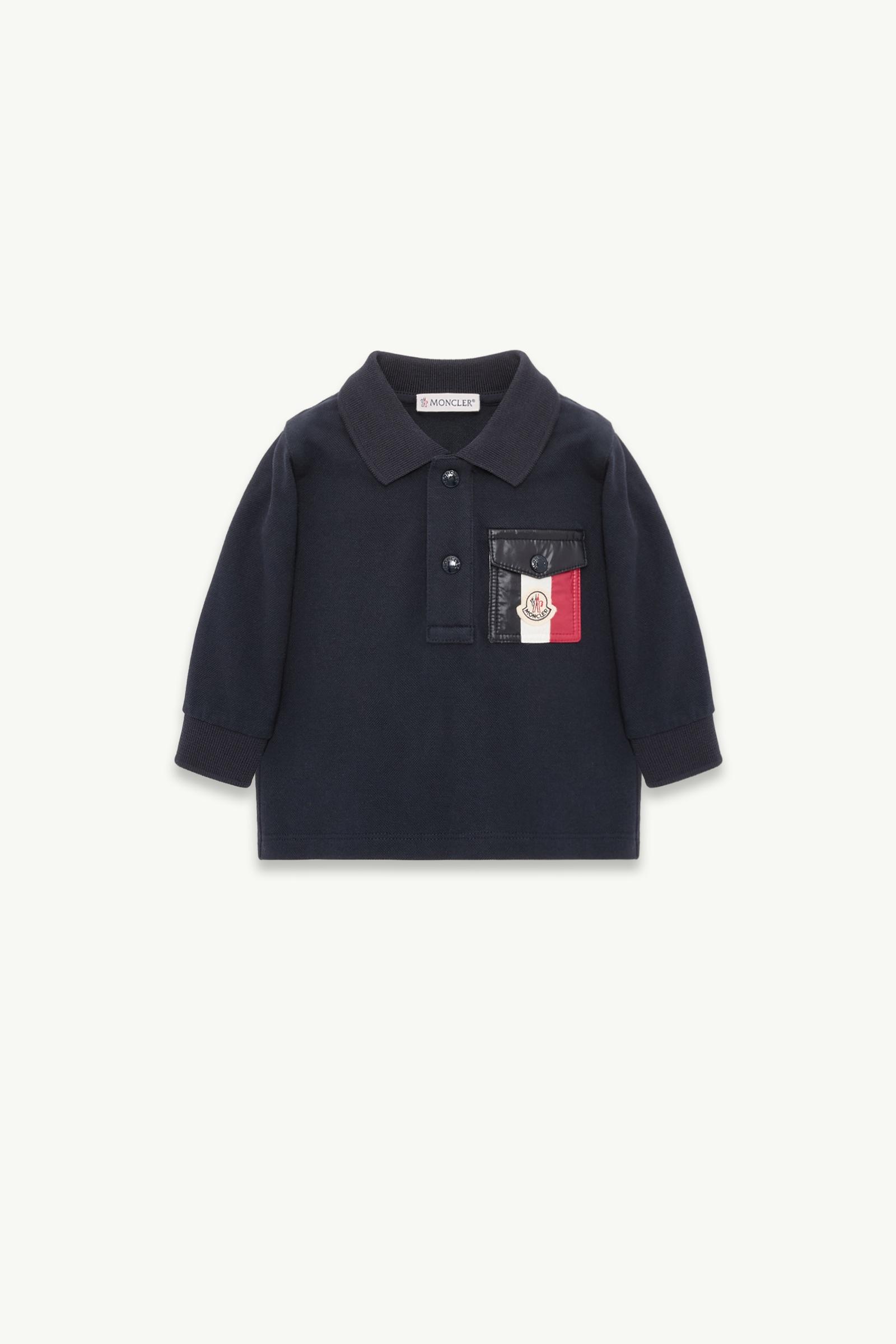 Tricolour Long Sleeve Cotton Piquet Polo Shirt Boy Dark Blue Moncler, 1 of 0