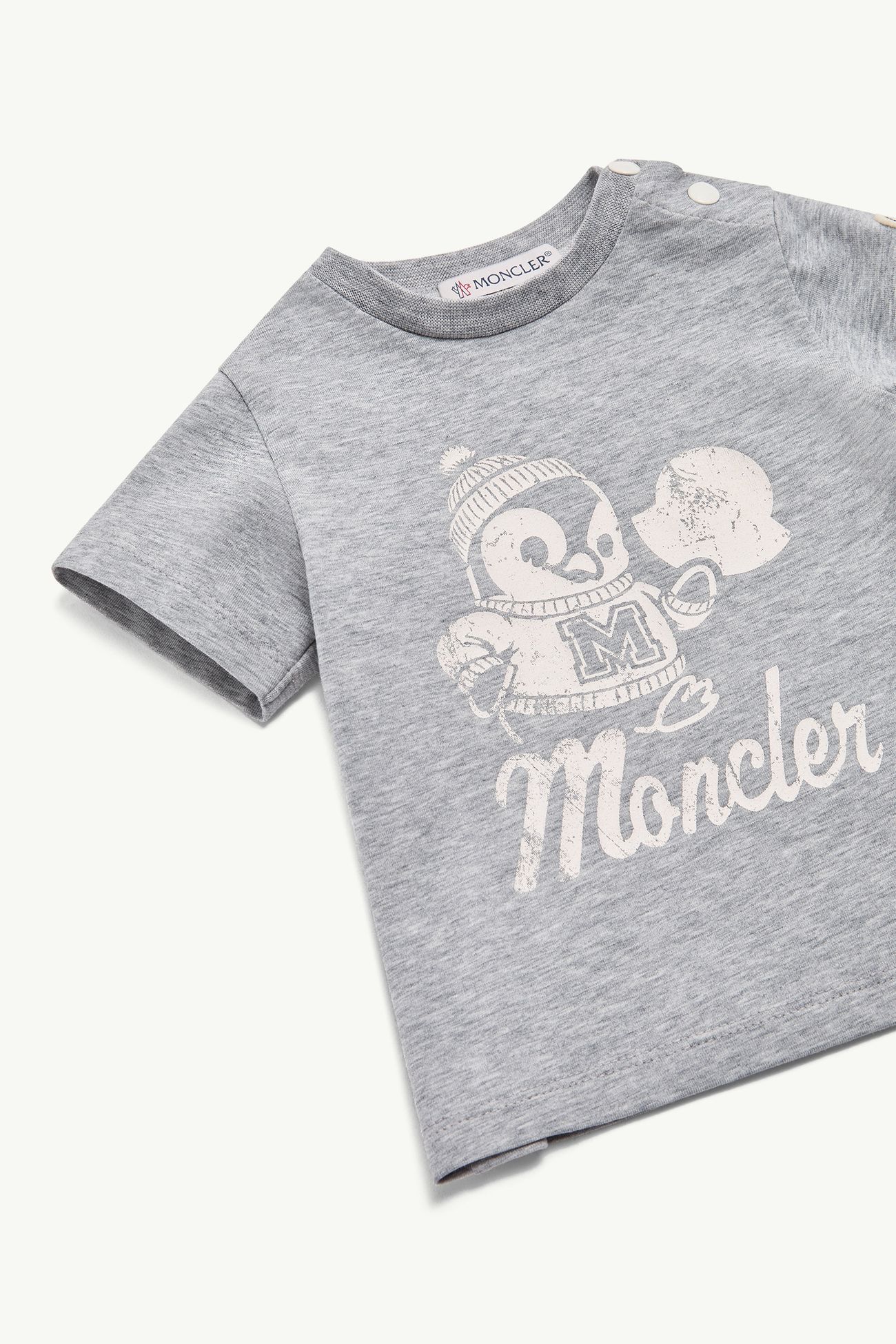 T-shirt en jersey de coton stretch Garçon Gris Moncler 1