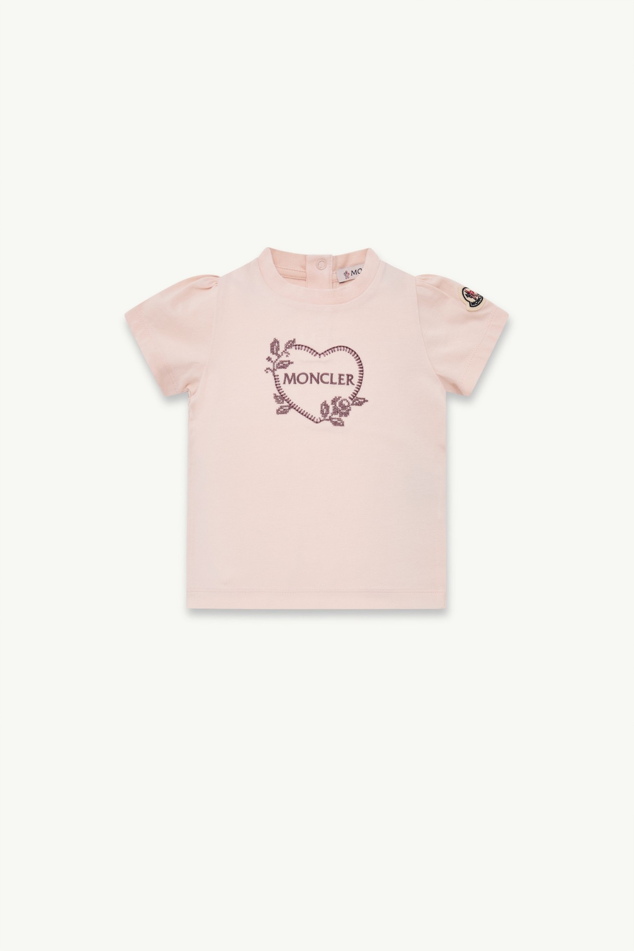 Camiseta de jersey de algodón elástico Niña Rosado claro Moncler 0