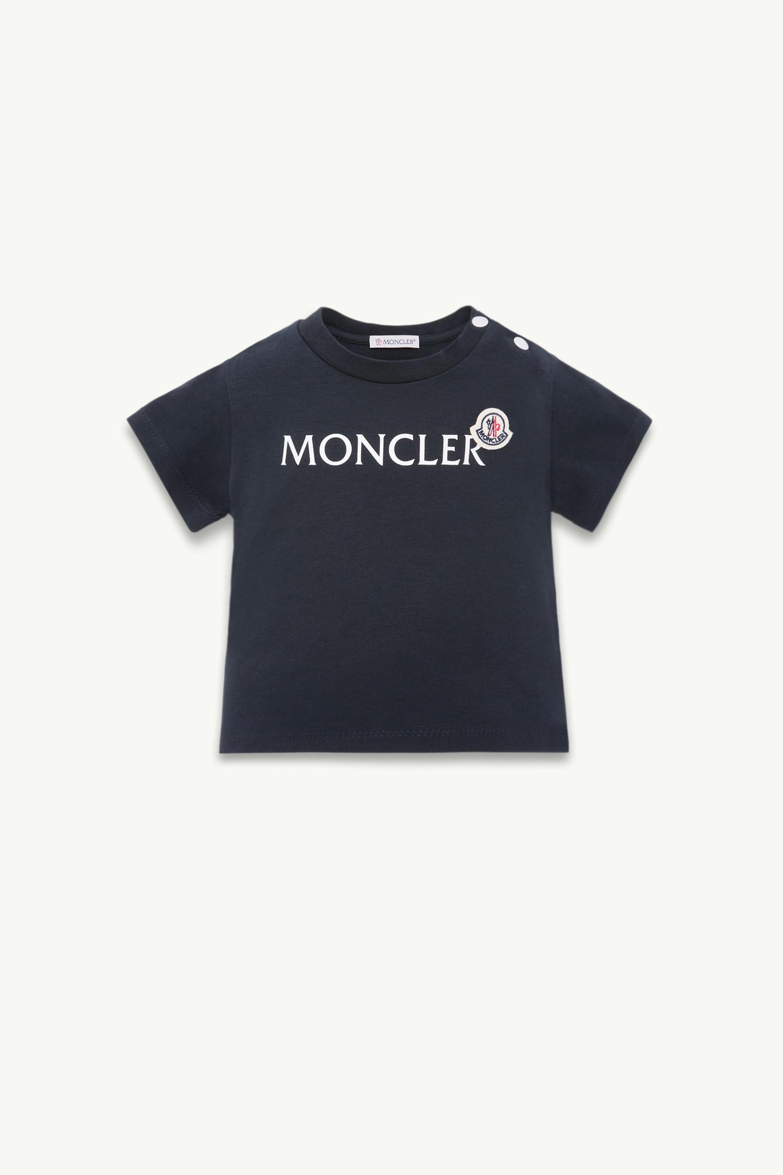 Logo Cotton Blend T-Shirt Boy Night Blue Moncler