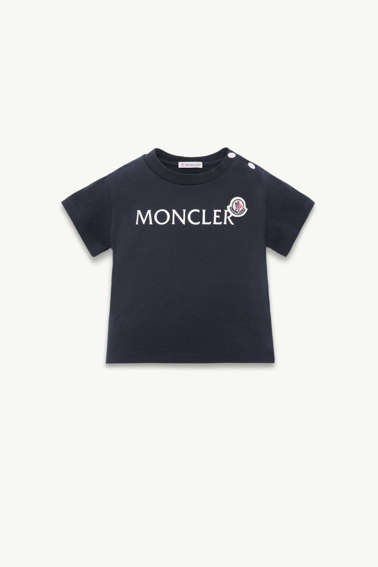 Logo Cotton Blend T-Shirt Boy Night Blue Moncler 0