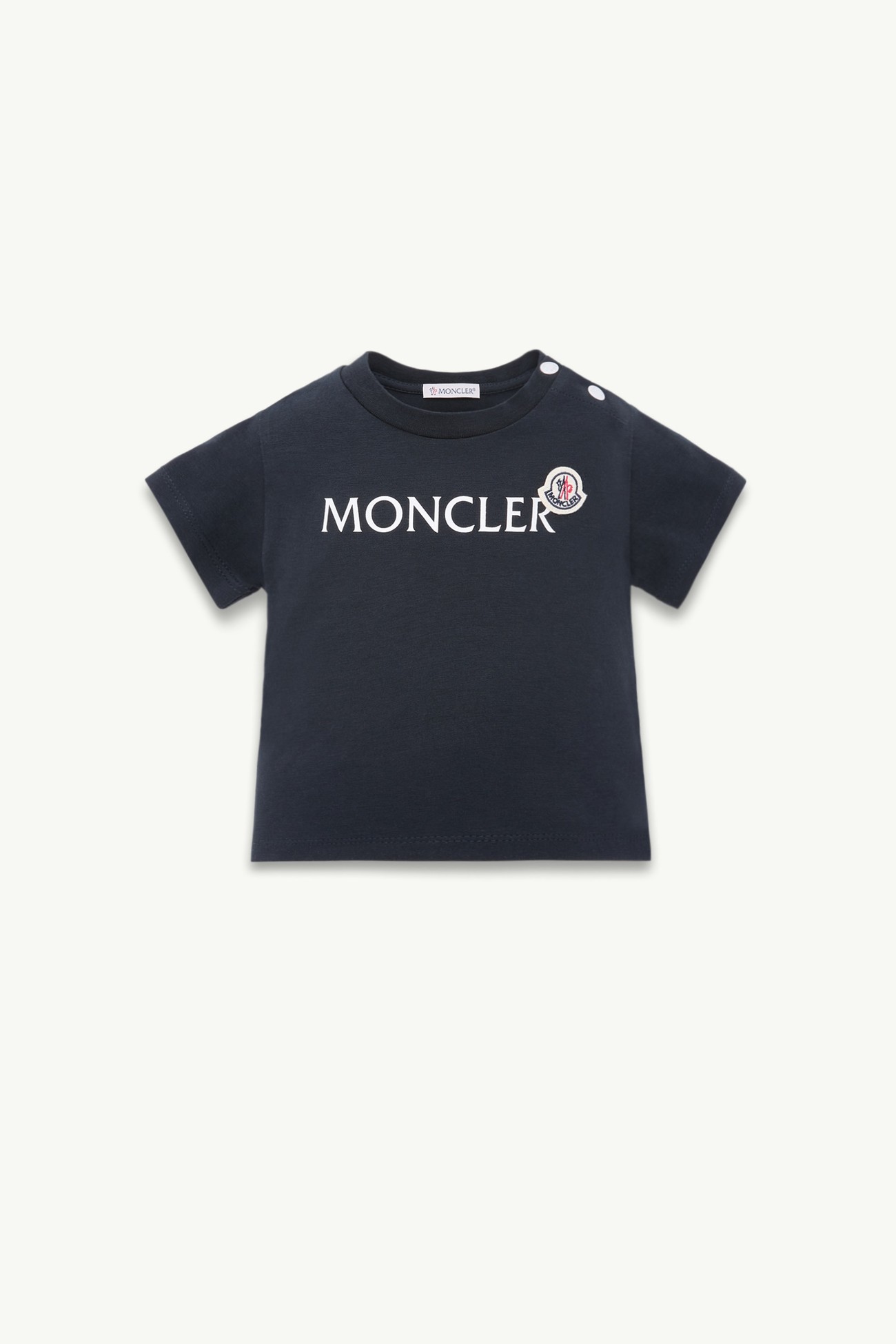Logo Cotton Blend T-Shirt Boy Night Blue Moncler 0