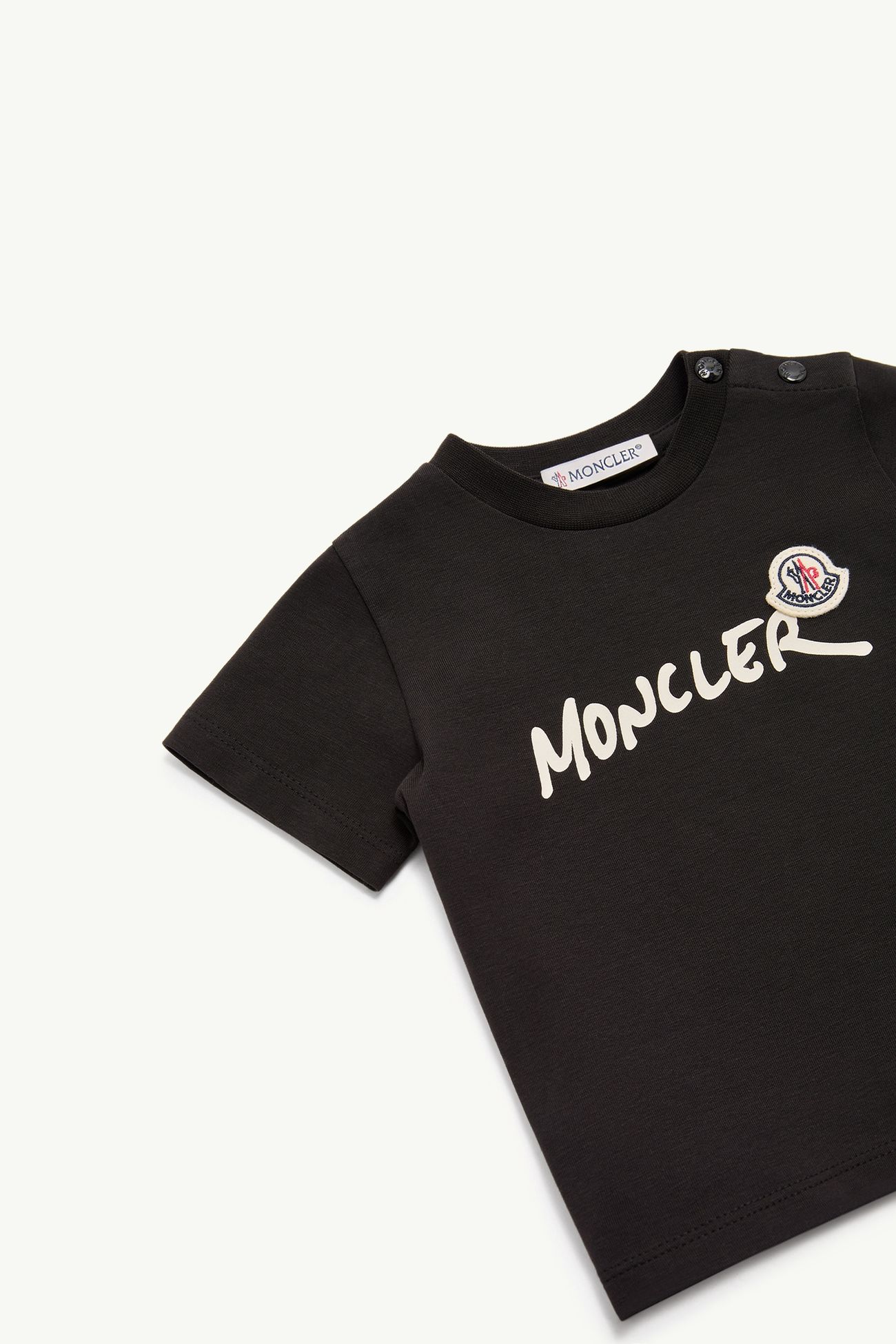 Logo Stretch Jersey T-Shirt Boy Black Moncler 1
