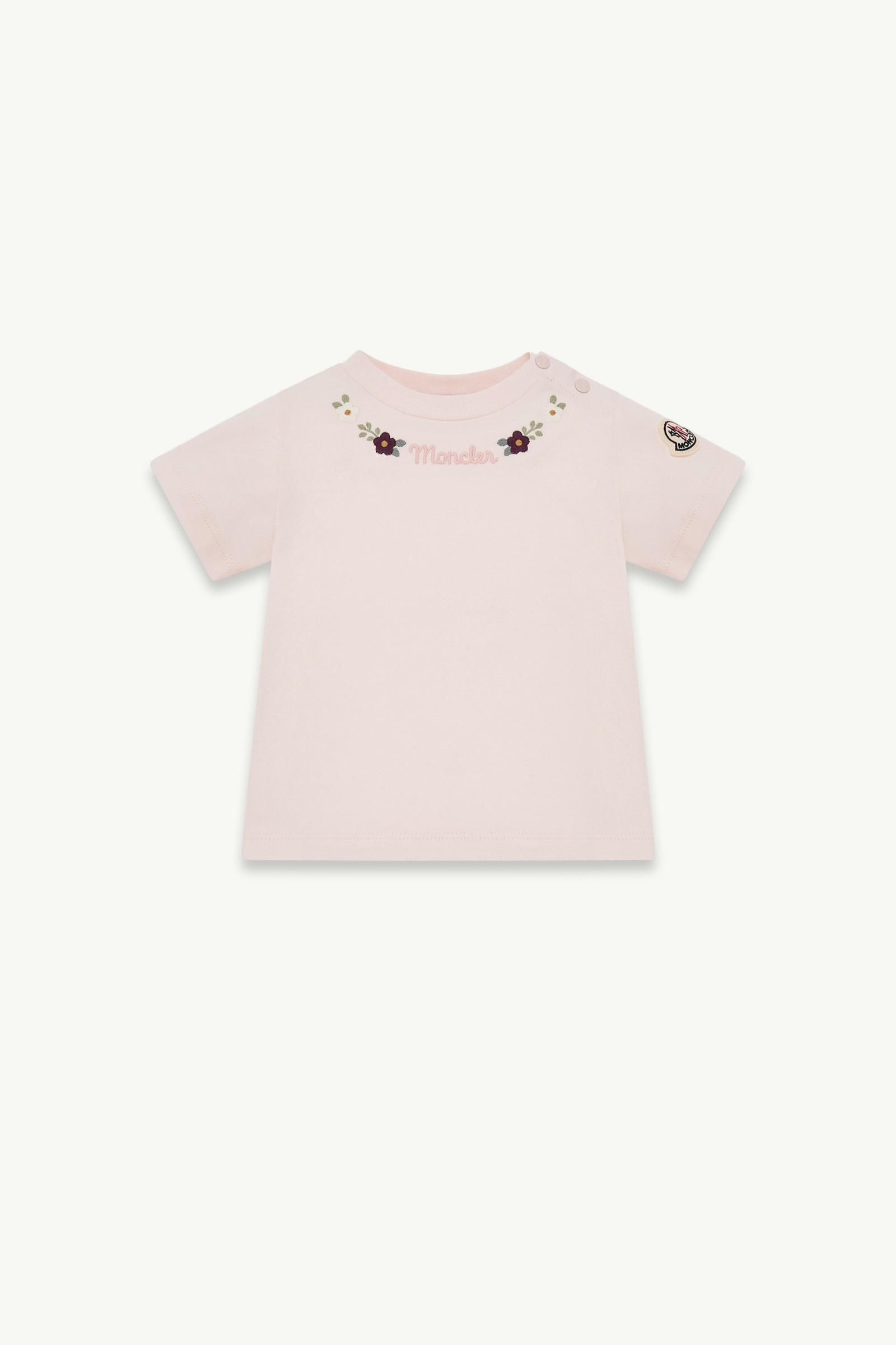 Embroidered Logo Cotton Jersey T-Shirt Girl Light Pink Moncler, 1 of 0