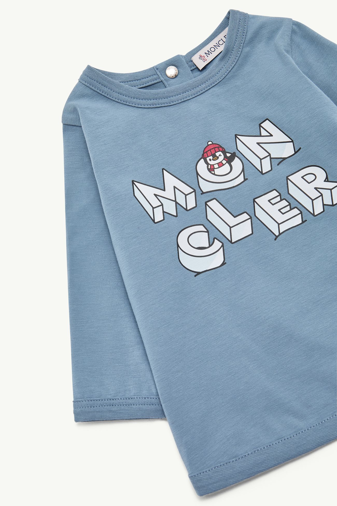코튼 혼방 롱 슬리브 티셔츠 키즈 남아 라이트 블루 Moncler 1