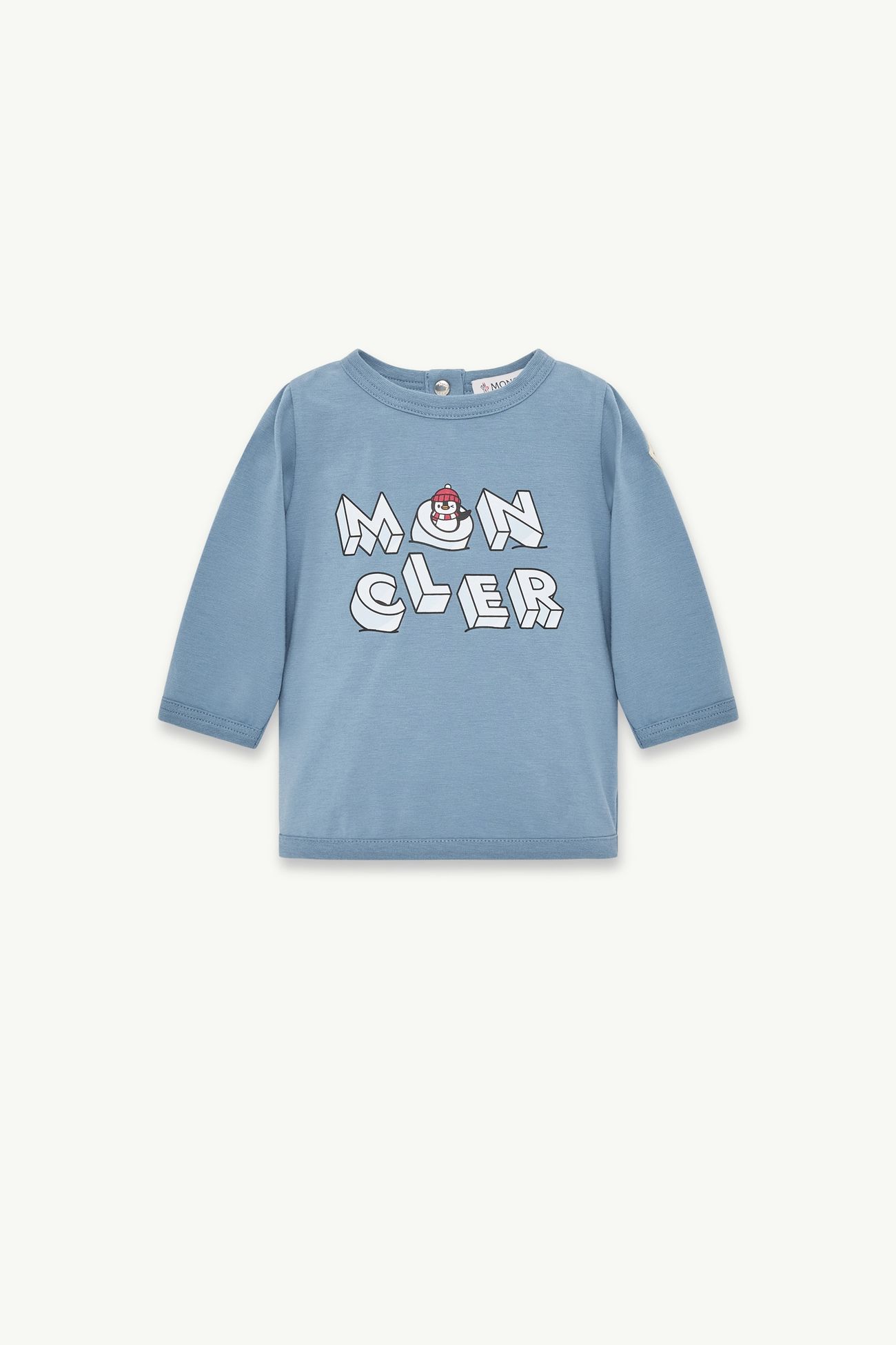 Camiseta de manga larga de mezcla de algodón Niño Azul claro Moncler 0