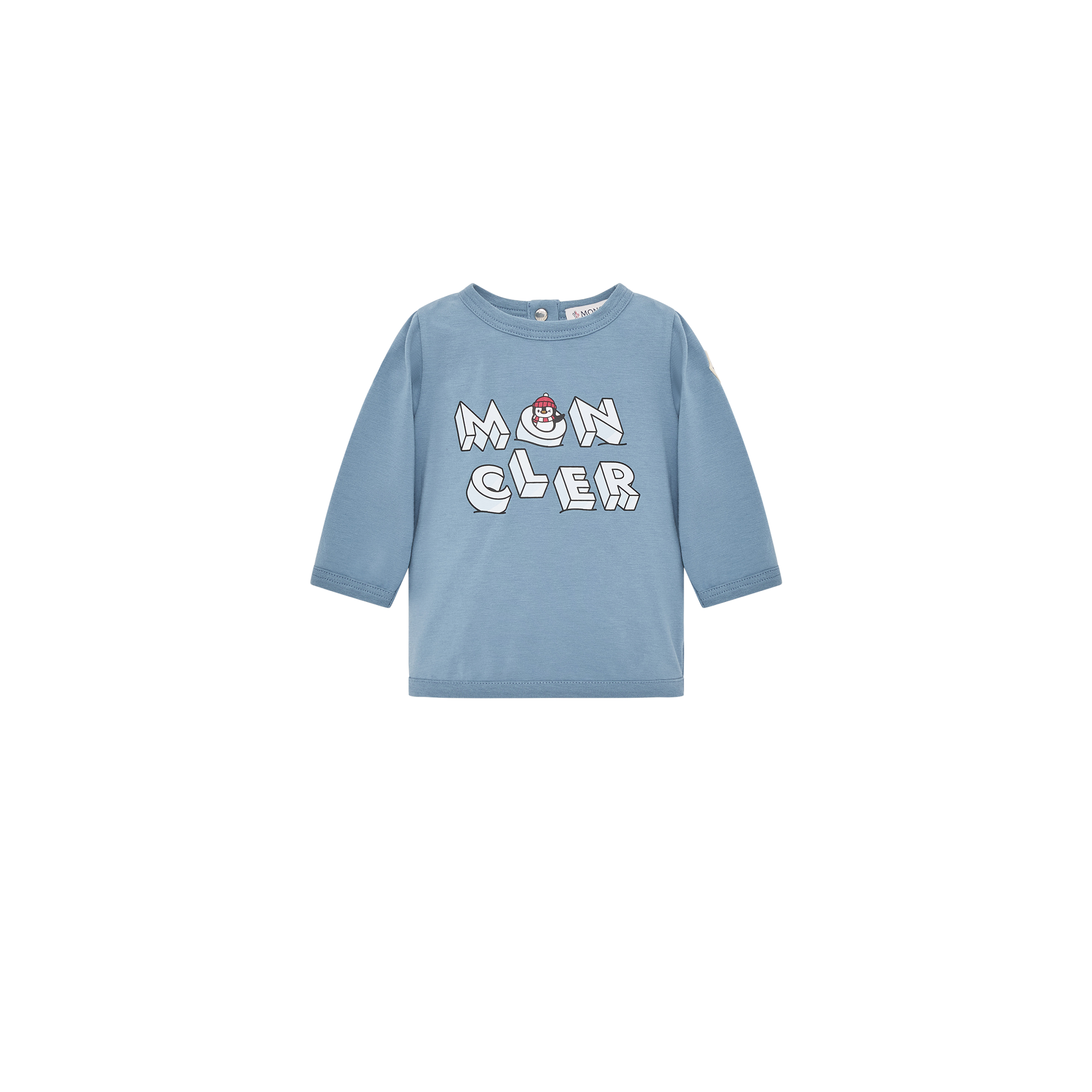 Moncler  Cotton Blend Long Sleeve T-Shirt for Boys in Blue, Size: 9/12M