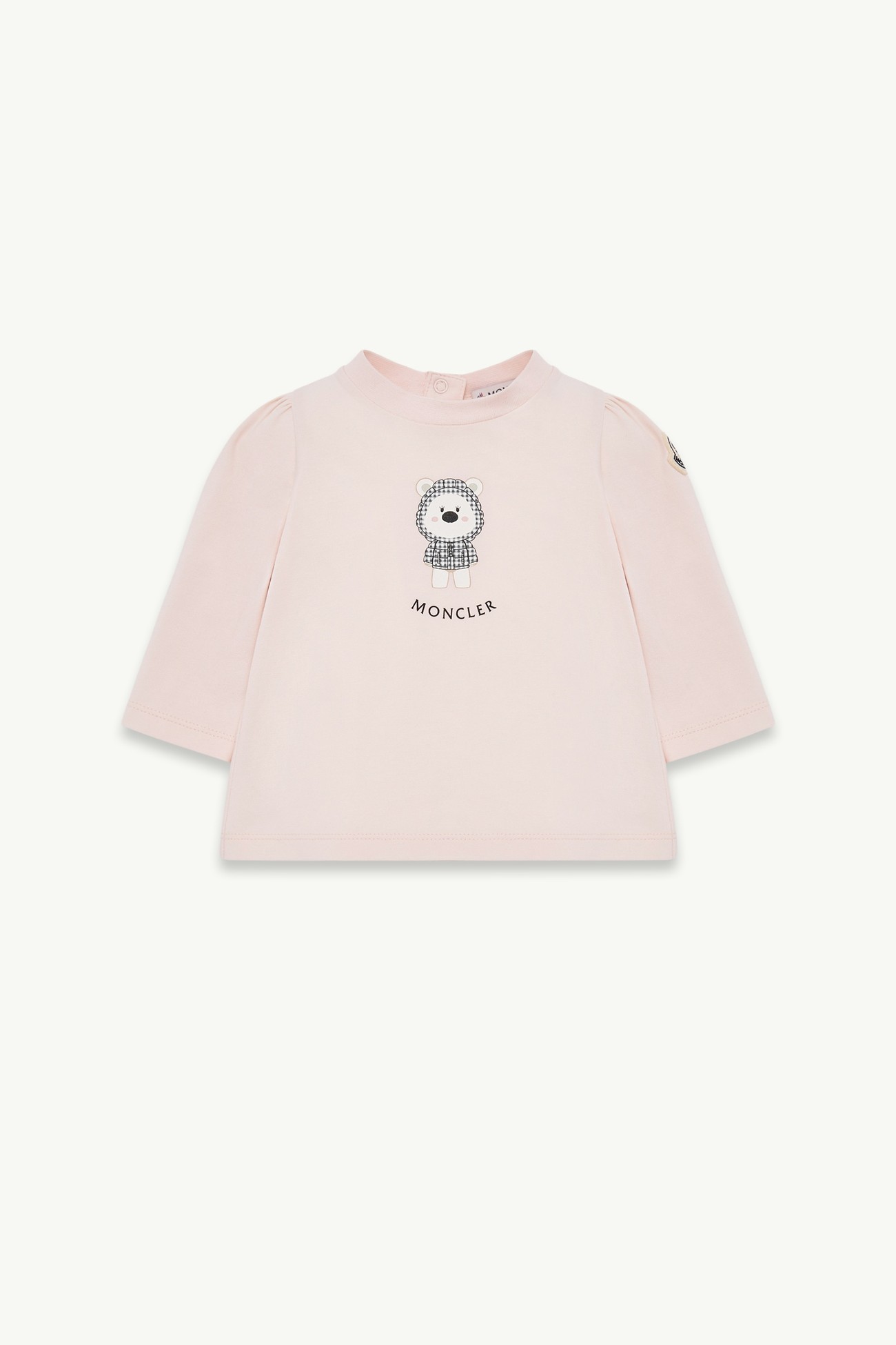 Printed Stretch Cotton T-Shirt Girl Light Pink Moncler 0