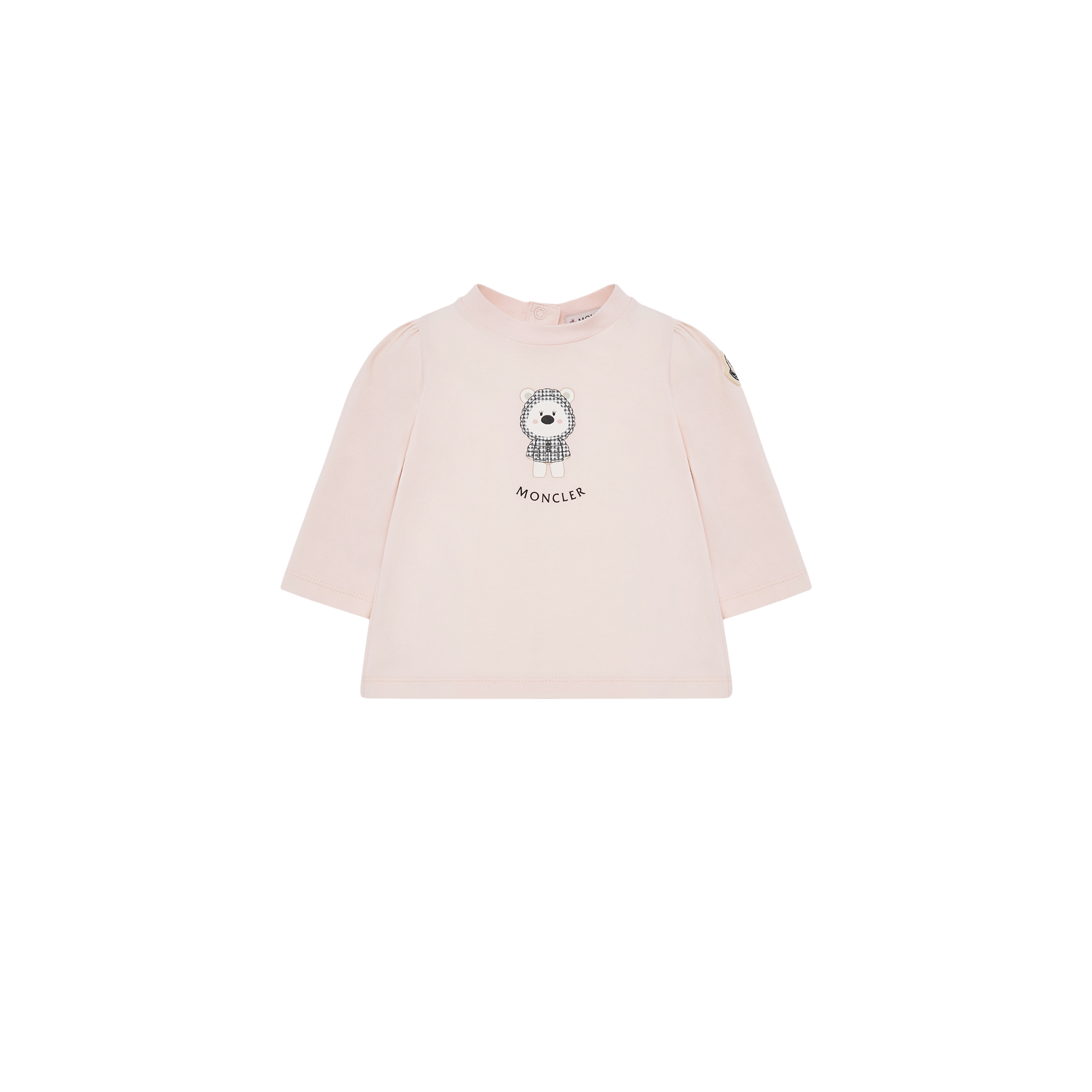 Moncler  Printed Stretch Cotton T-Shirt for Girls in Pink, Size: 3Y