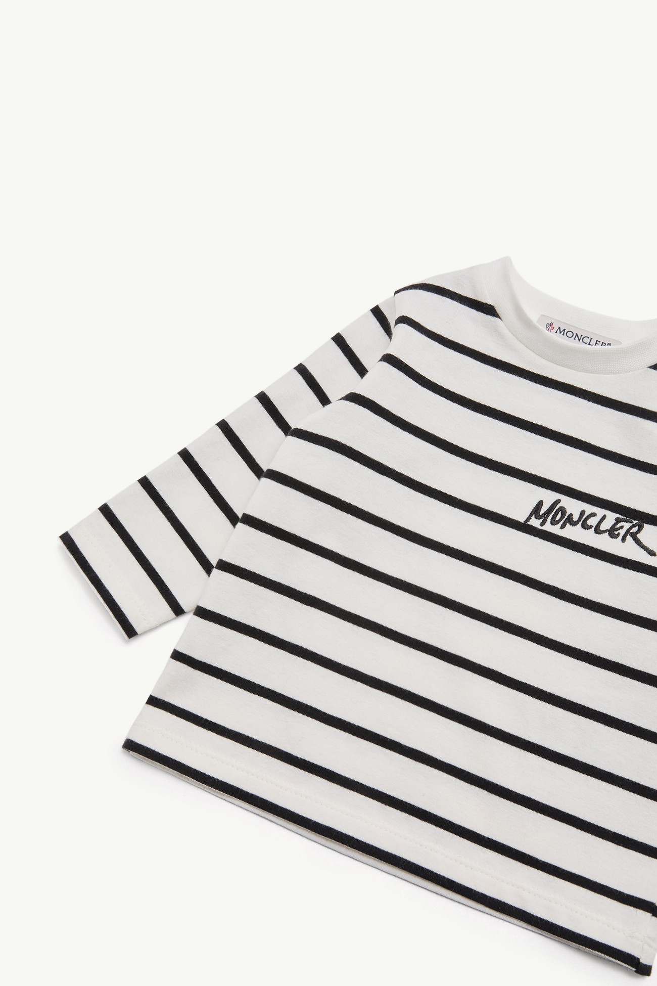 條紋長袖棉質混紡T恤 男童 白色和黑色 Moncler 1