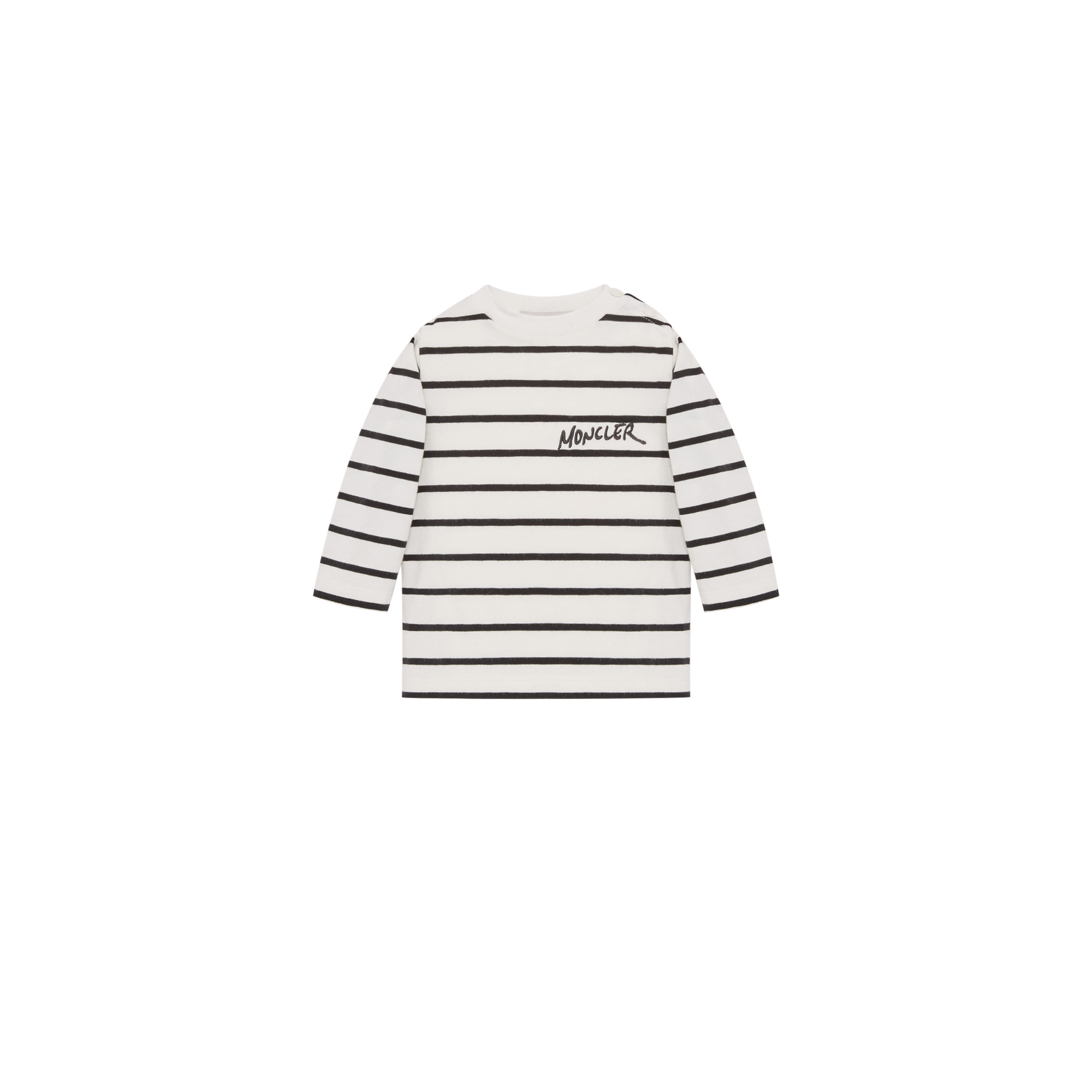 Moncler Kids' T-shirt Rayé À Manches Longues En Coton Mélangé, Garçons, Blanc, Taille: 12/18