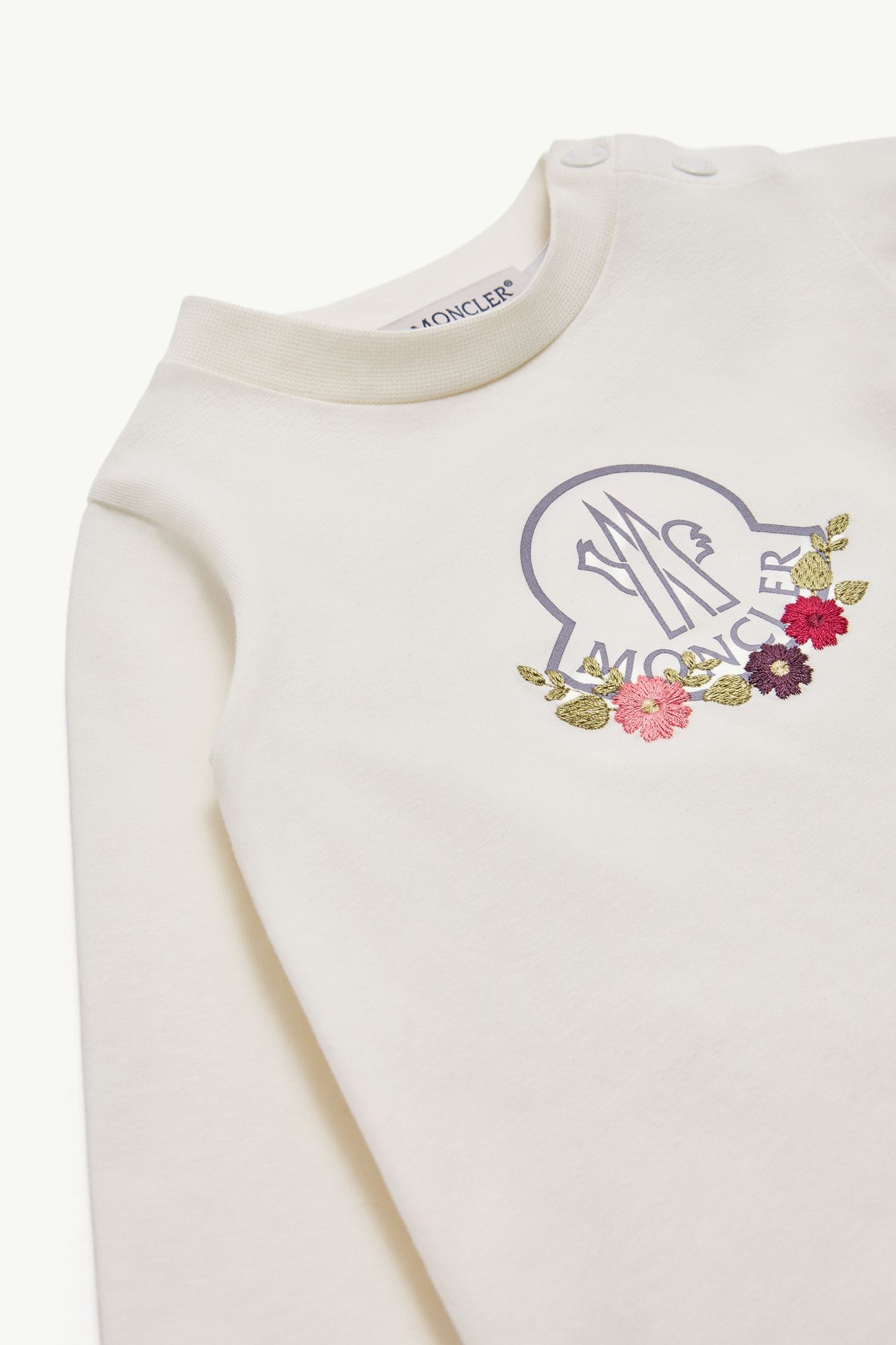 T-shirt a maniche lunghe in misto cotone floreale Bambina Bianco Moncler 1