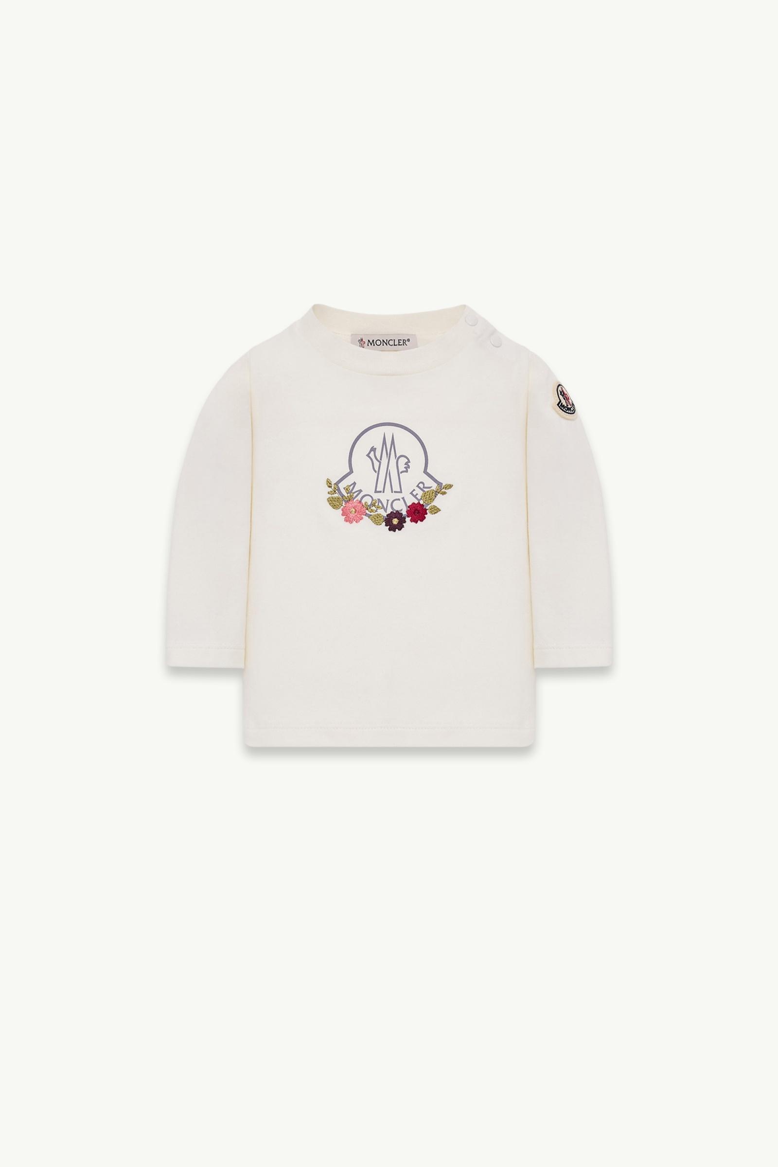 Floral Long Sleeve Cotton Blend T-shirt Girl White Moncler, 1 of 0