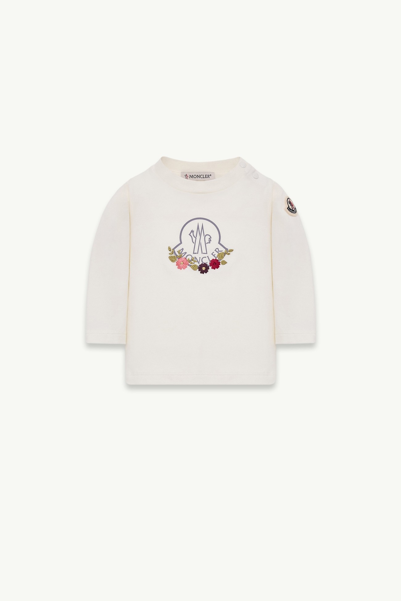 花卉長袖棉質混紡T恤 女童 白色 Moncler 0