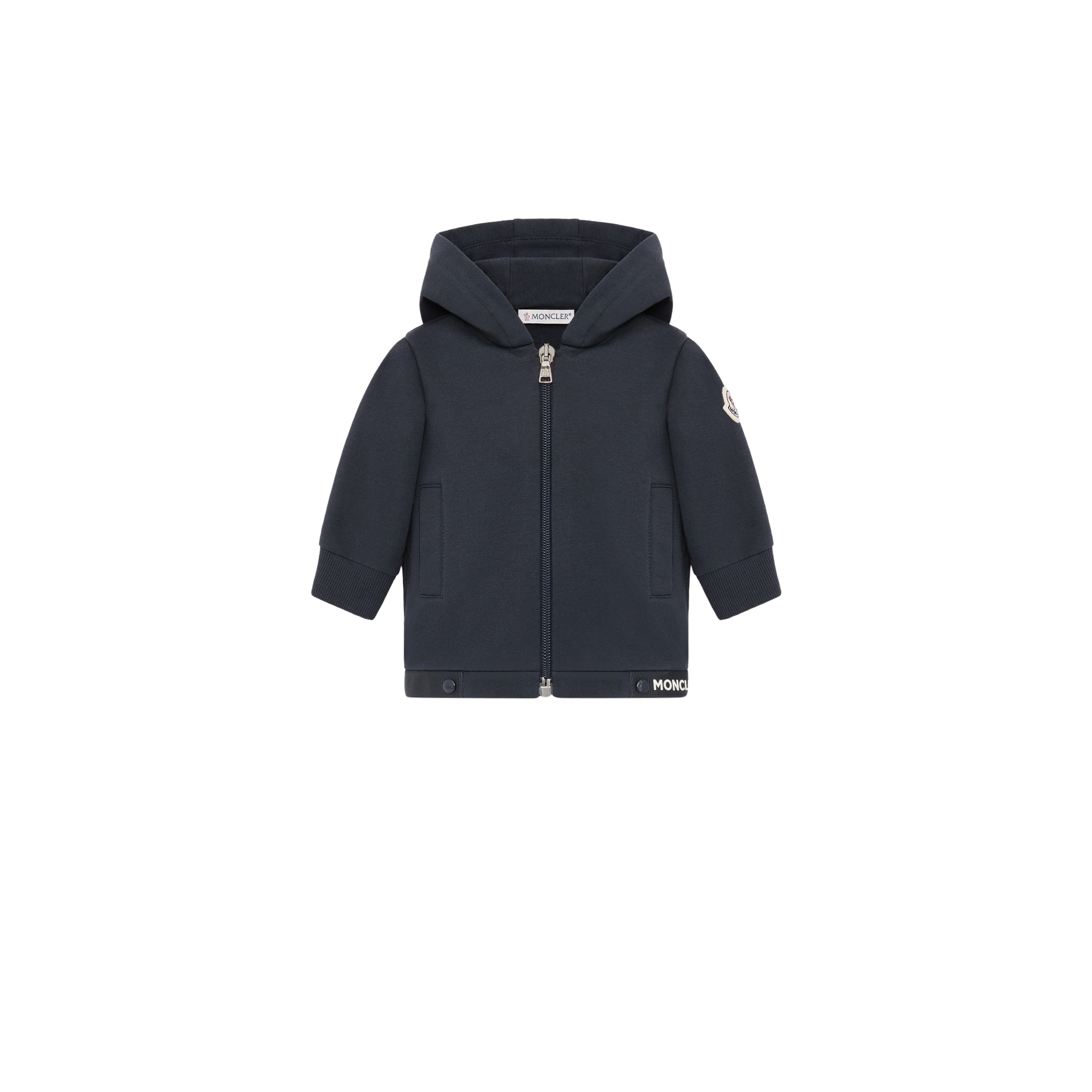 Moncler  Stretch Cotton Blend Fleece Zip-Up Hoodie for Boys in Blue, Size: 3Y