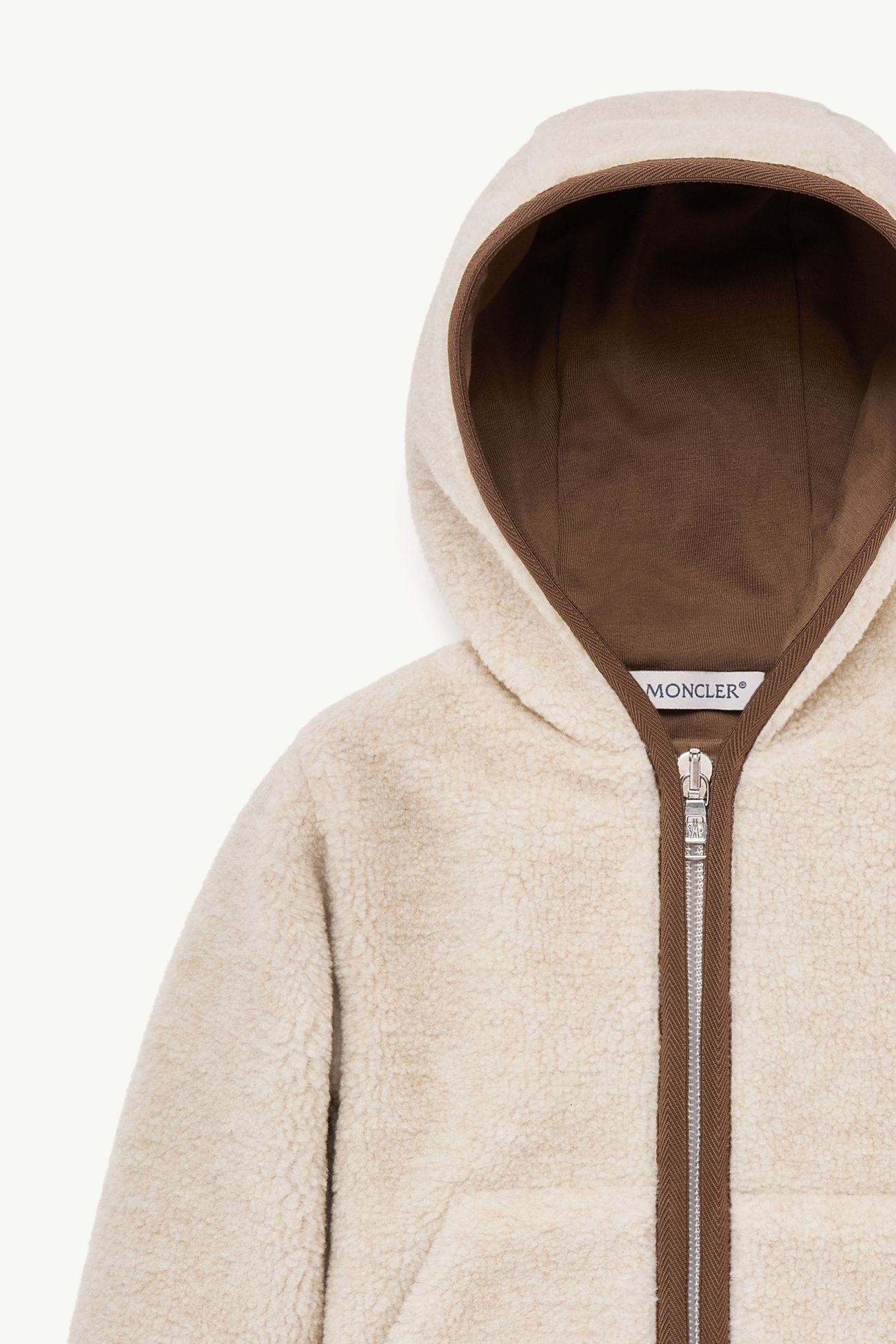 Cárdigan con capucha y cremallera efecto peluche De Género Neutro Beige Claro Moncler 1