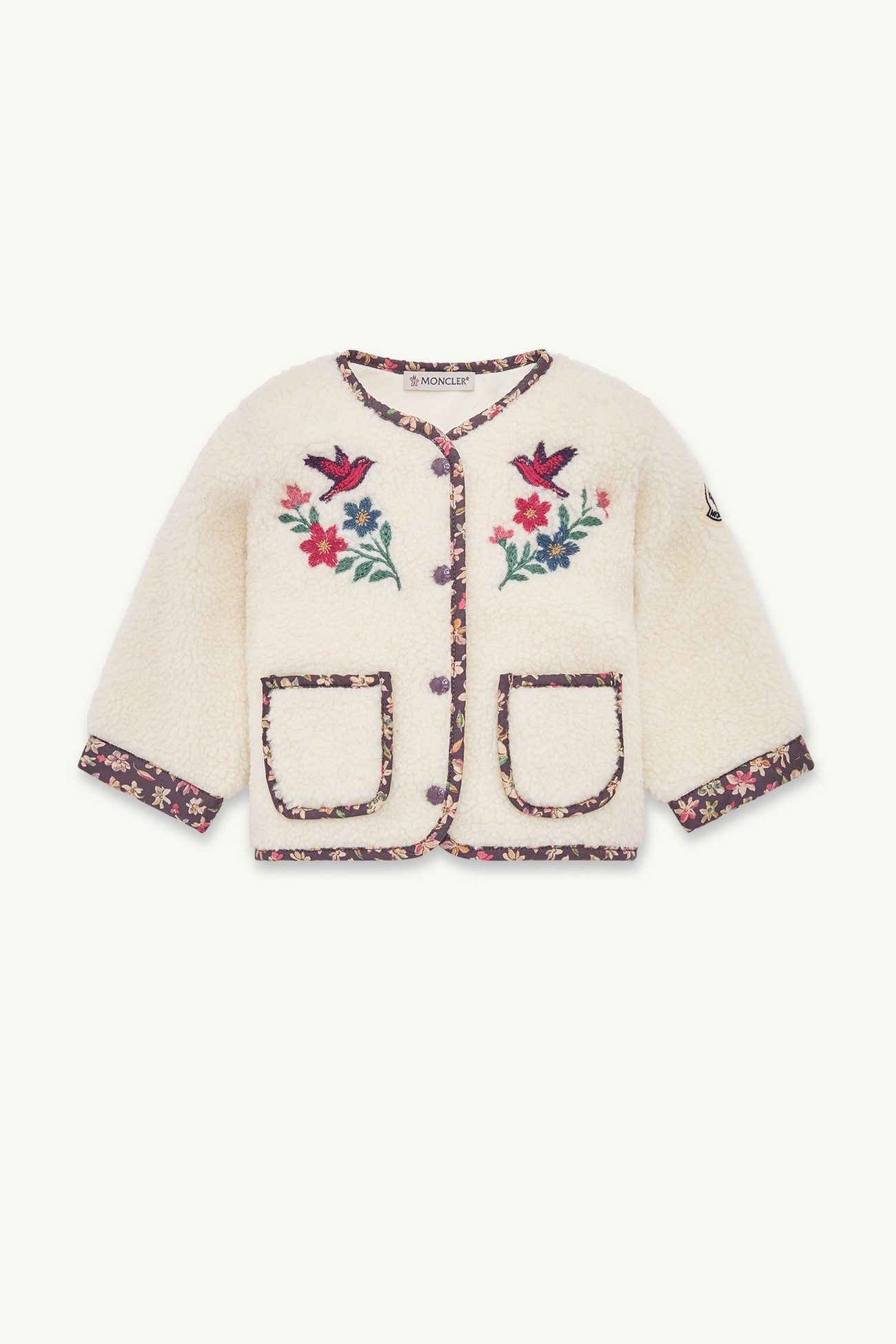 Cárdigan de tejido efecto peluche Niña Blanco Marfil Moncler 0