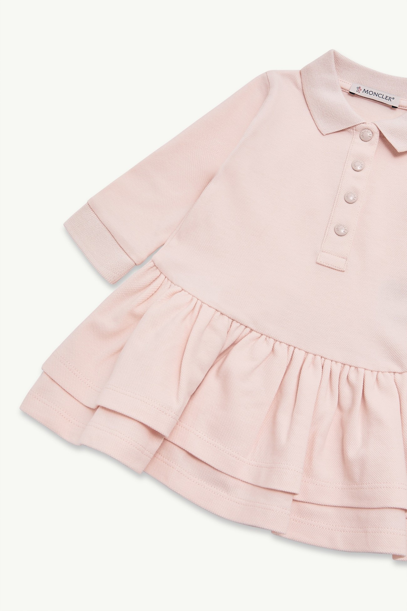 Cotton Piquet Dress Girl Light Pink Moncler 1