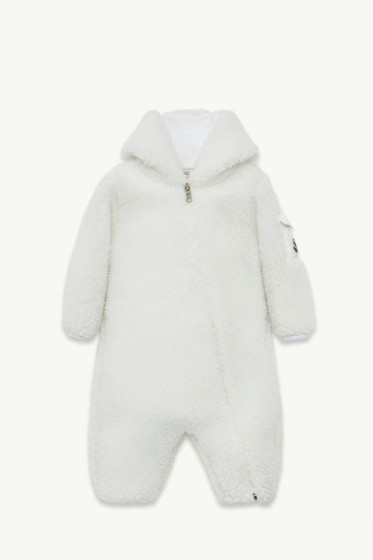 泰迪布連帽嬰兒連身衣 中性 白色 Moncler 0
