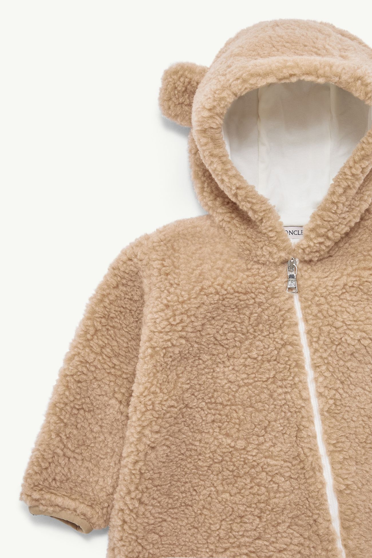 Pelele con capucha de tejido de efecto peluche De Género Neutro Beige Moncler 1
