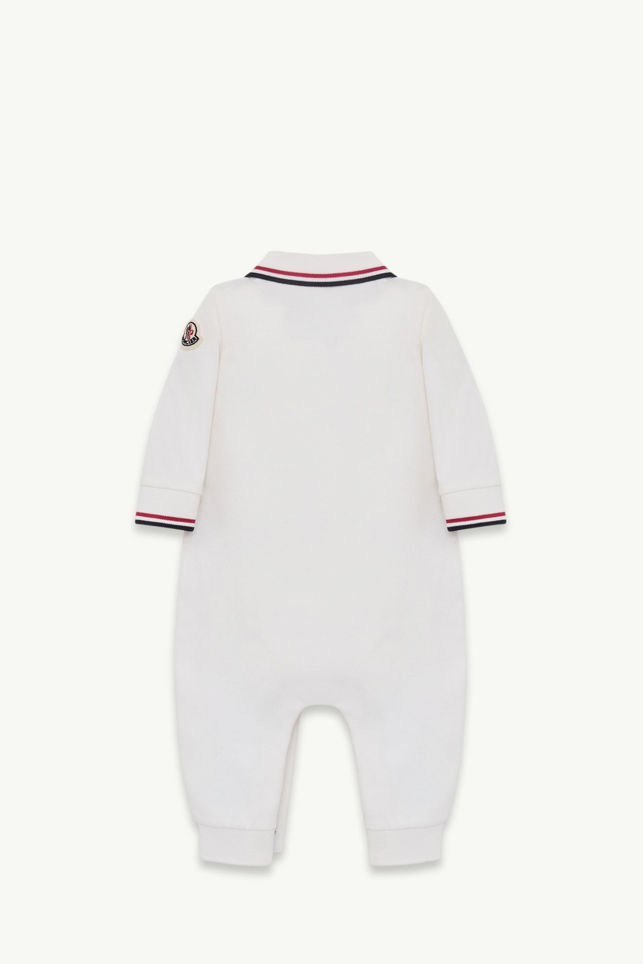 Dreifarbig abgesetzter Babystrampler aus Baumwollpiqué Jungen Weiß Moncler 2