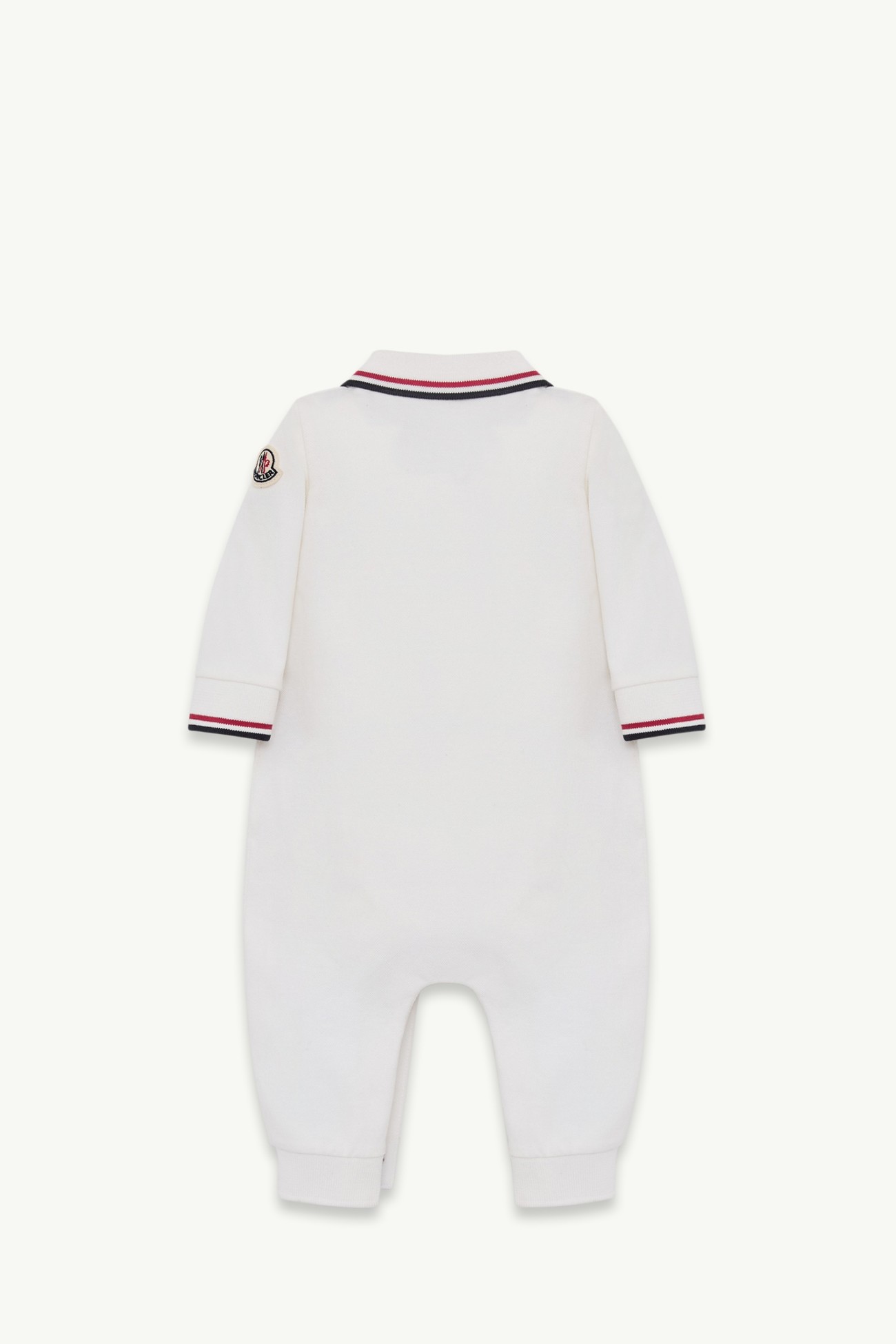 Tricolour-Trimmed Cotton Piquet Baby Grow Boy White Moncler 2