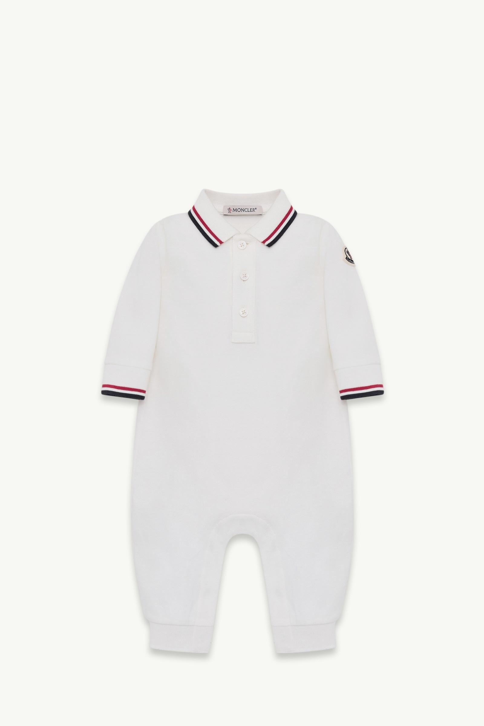 Dreifarbig abgesetzter Babystrampler aus Baumwollpiqué Jungen Weiß Moncler, 1 of 0