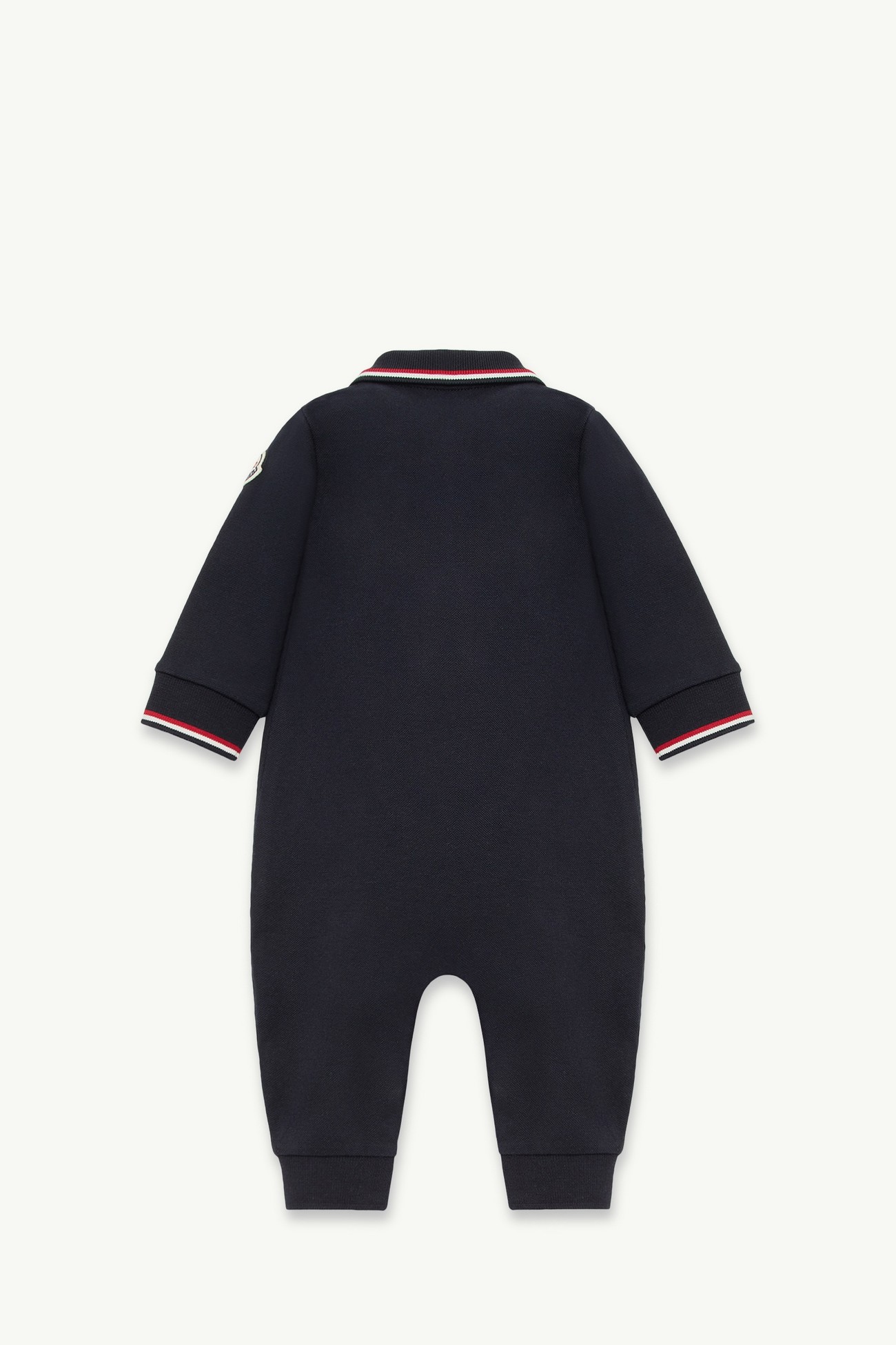 Tricolour-Trimmed Cotton Piquet Baby Grow Boy Navy Blue Moncler 2