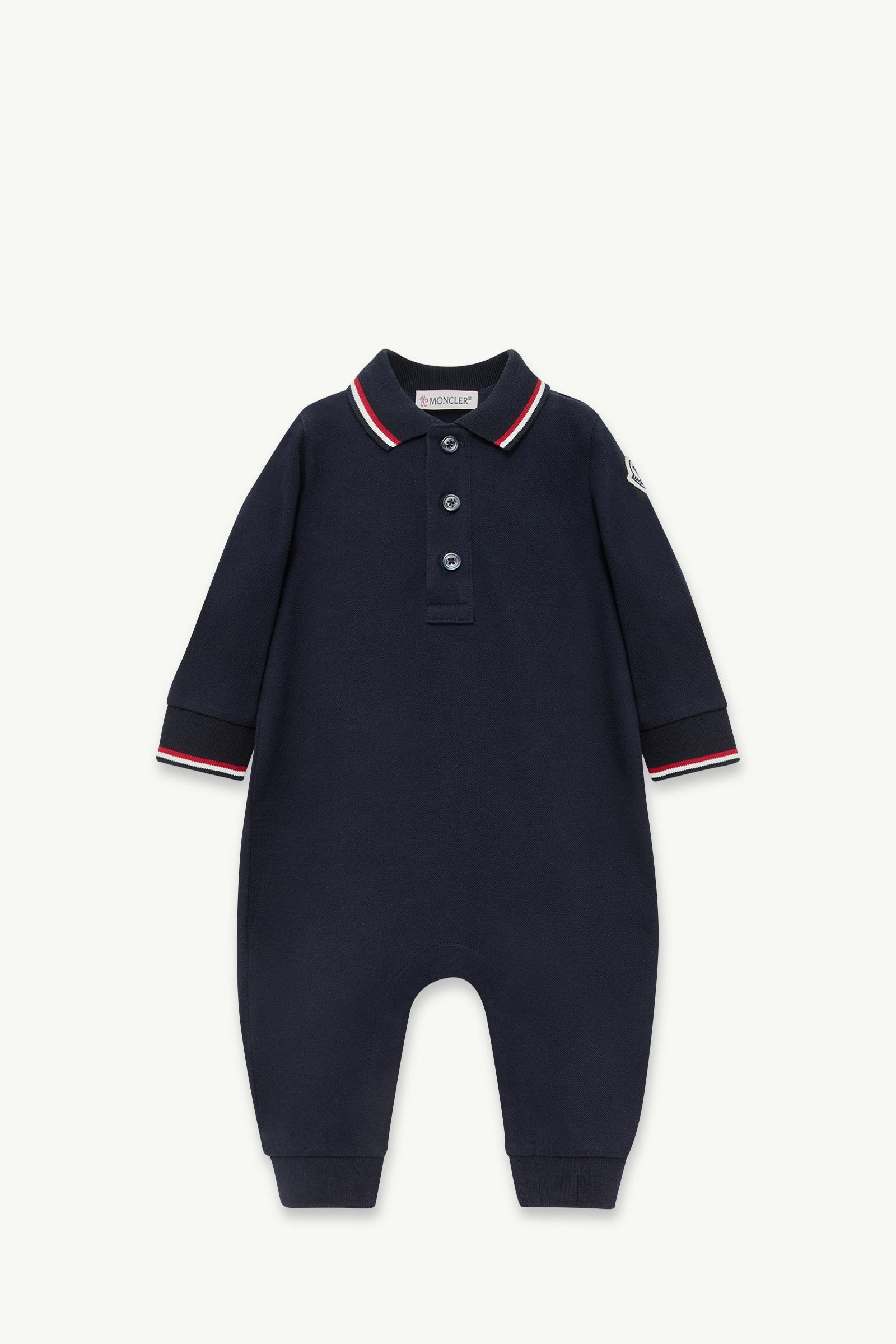 Tricolour-Trimmed Cotton Piquet Baby Grow Boy Navy Blue Moncler, 1 of 0