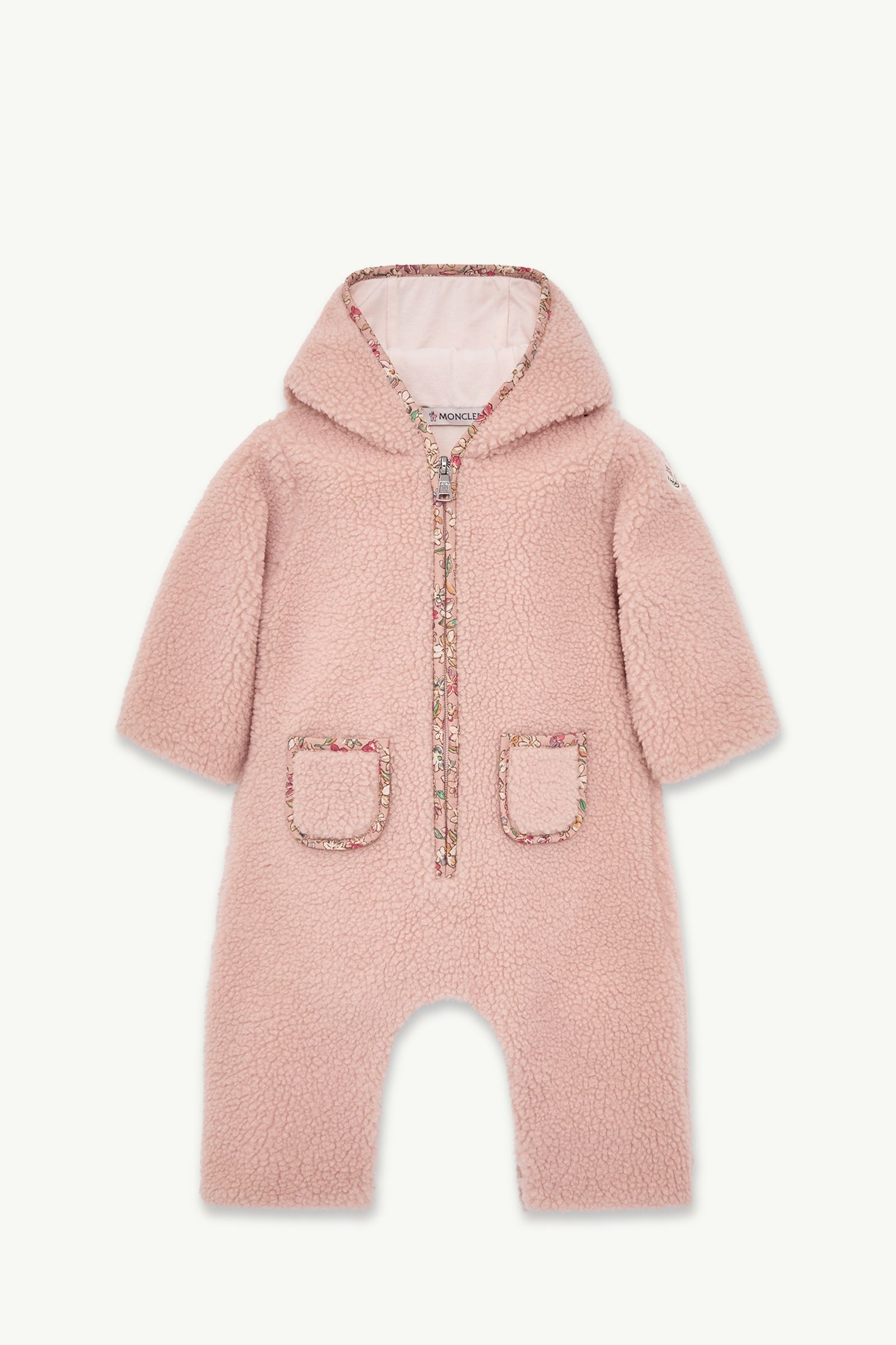 Barboteuse à capuche en teddy Fille Rose Moncler, 1 of 0