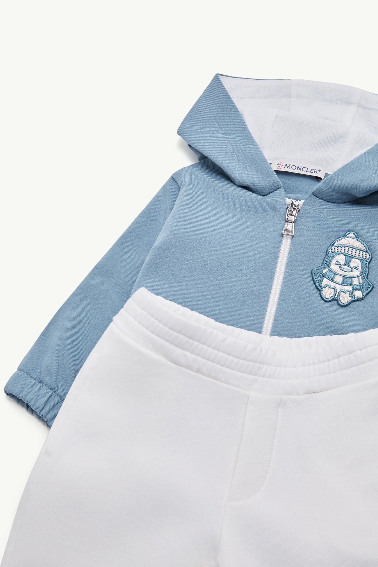 Stretch Cotton Blend Fleece Set Boy Blue & Gray Moncler 3