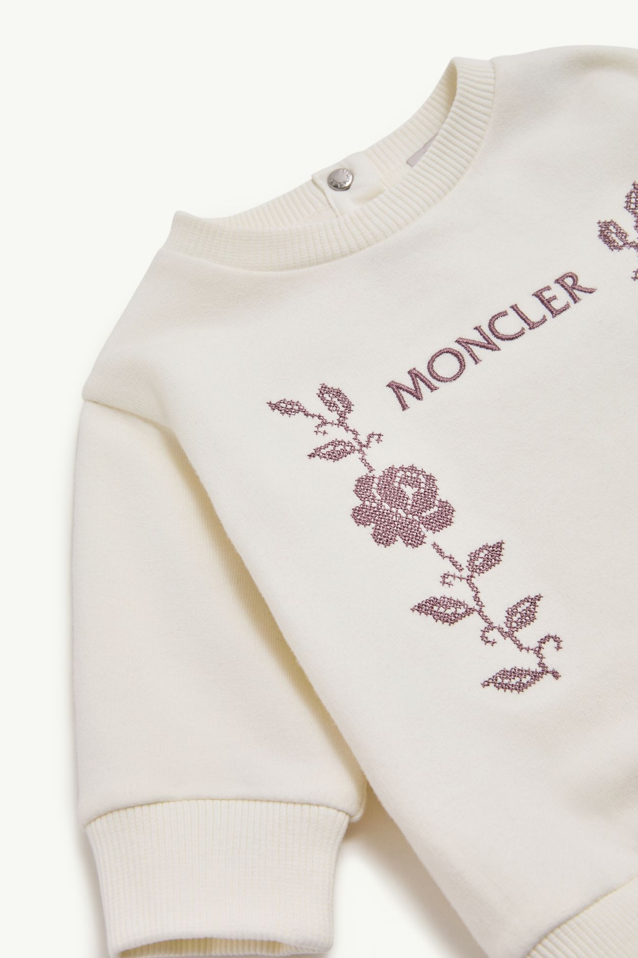 刺繡標誌彈性棉質抓毛套裝 女童 白色 Moncler 1