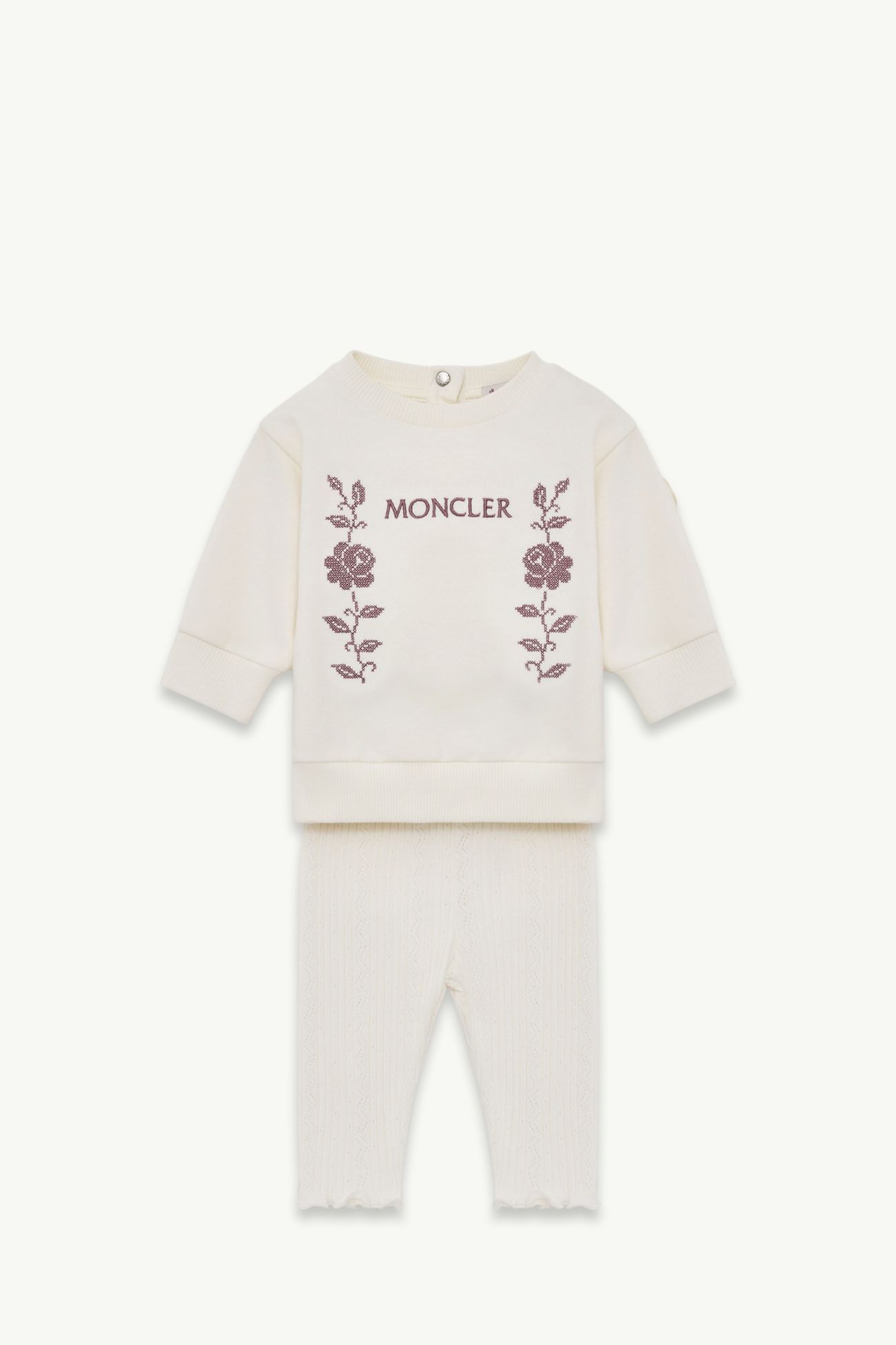 Conjunto de tejido suave de algodón elástico con logotipo bordado Niña Blanco Moncler 0