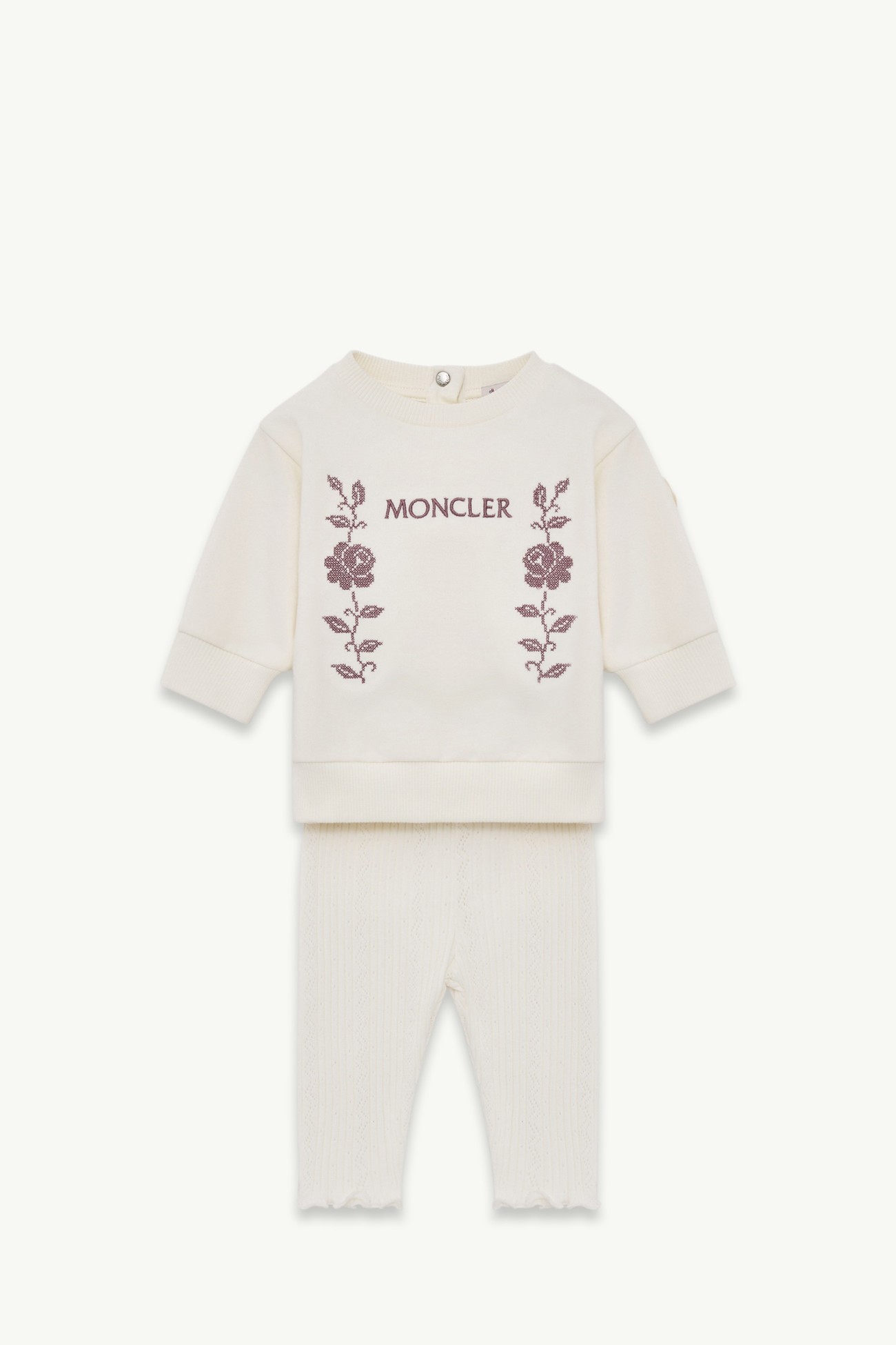Conjunto de tejido suave de algodón elástico con logotipo bordado Niña Blanco Moncler 0