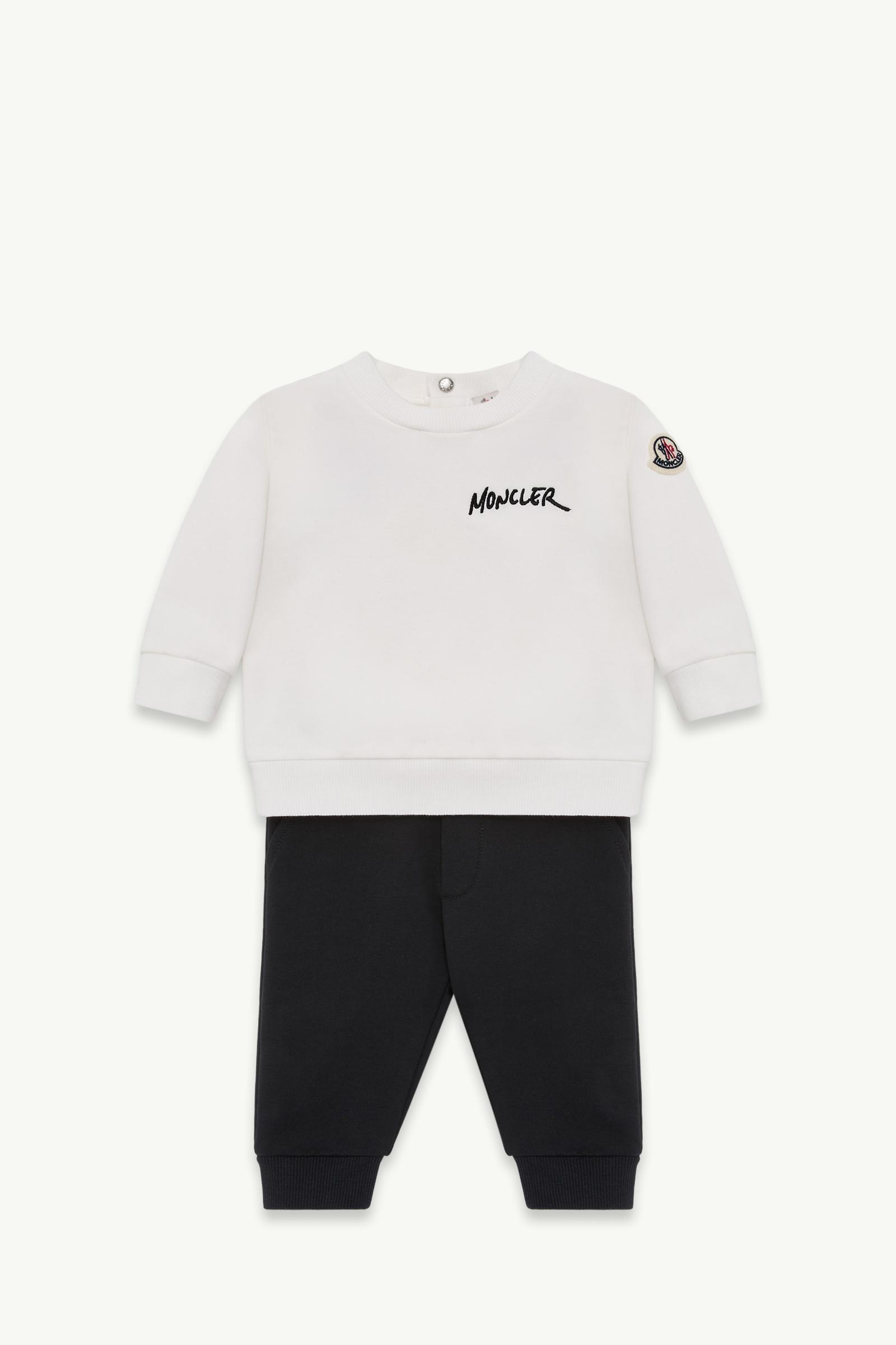 Logo Cotton Blend Sweatsuit Set Boy White & Black Moncler, 1 of 0