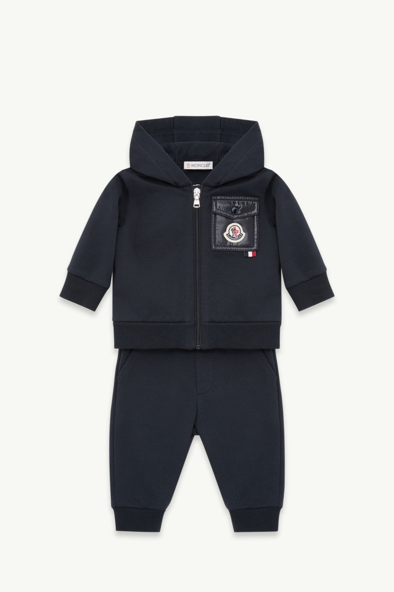 Cotton Blend Sweatsuit Set Boy Dark Blue Moncler 0