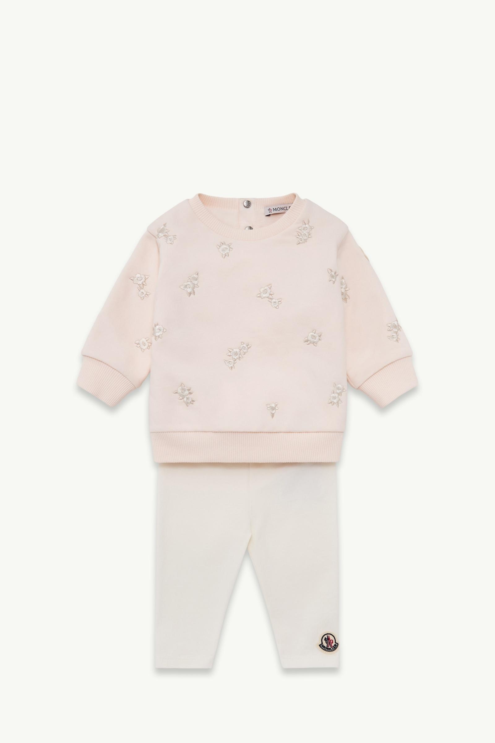 Ensemble en coton mélangé à broderie florale Fille Blanc & Rose Moncler, 1 of 0