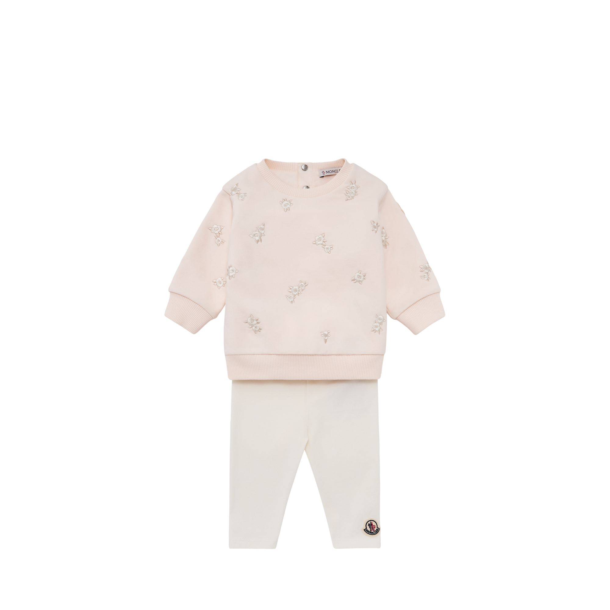Moncler  Embroidered Floral Cotton Blend Set for Girls in Pink, Size: 3Y